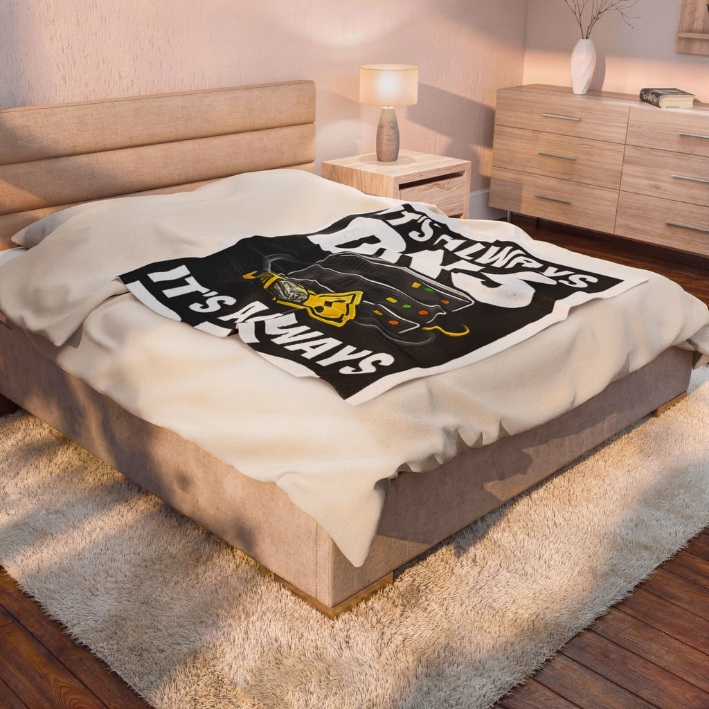 "It's Always DNS" Tech Humor Funny IT Velveteen Plush Blanket