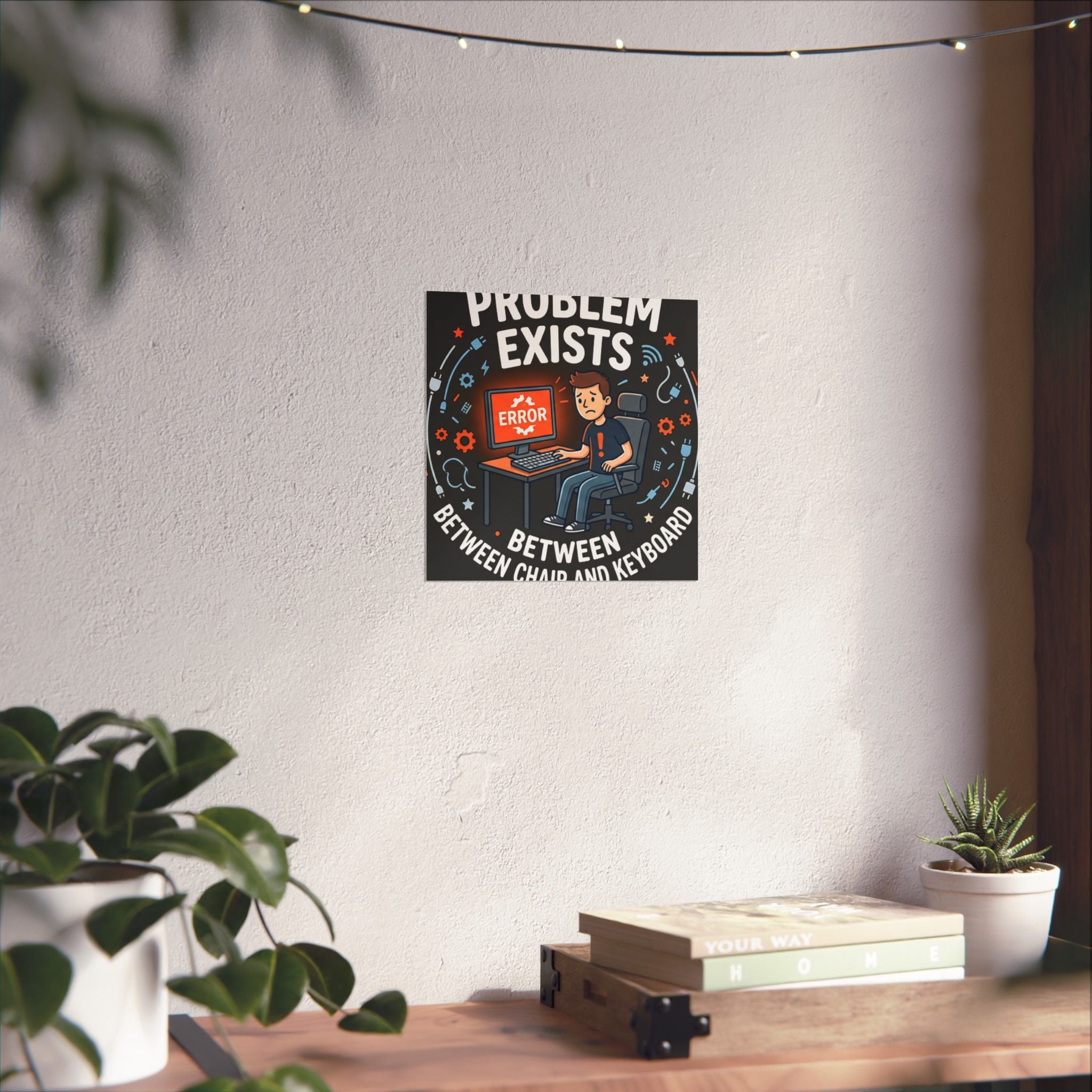 "Problem Exists Between Chair & Keyboard" Tech Humor Funny IT Matte Vertical Posters