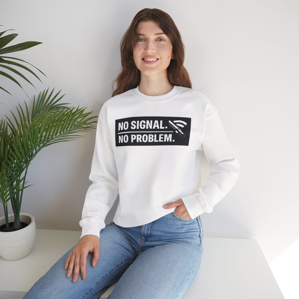 "No Signal, No Problem" Unisex Heavy Blend™ Funny IT Crewneck Sweatshirt
