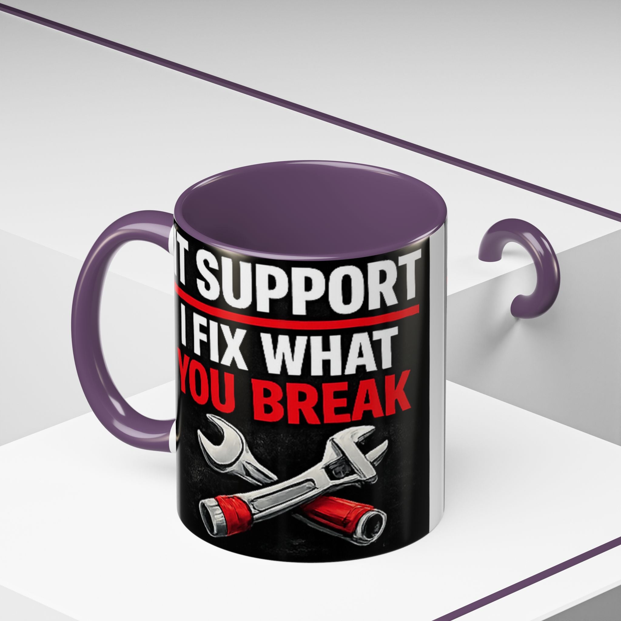 "It Support:  I Fix What You Break" IT Humor Accent Coffee Mug (11, 15oz)