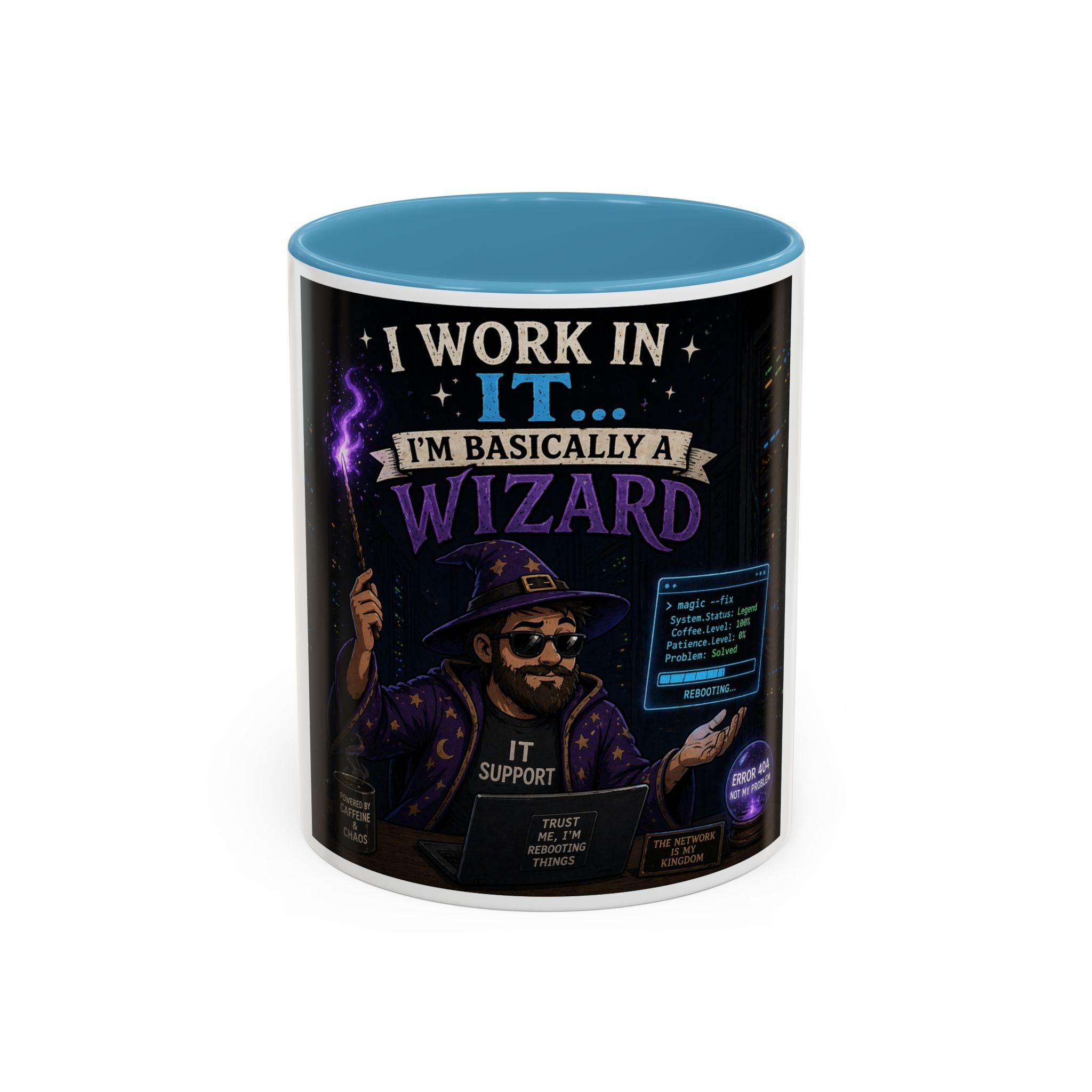 "I Work in IT... I'm Basically a Wizard" Funny IT Tech Support Humor Coffee Mug