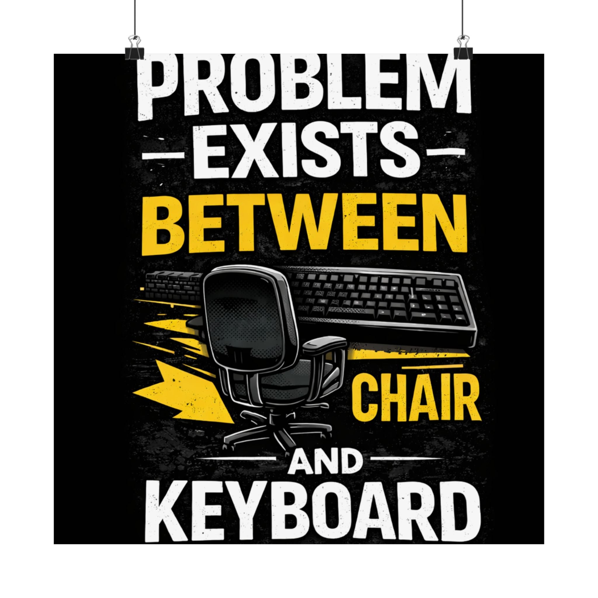 "Problem Exists Between Chair and Keyboard" Tech Humor Matte Poster — Funny IT Desk Office Wall Art