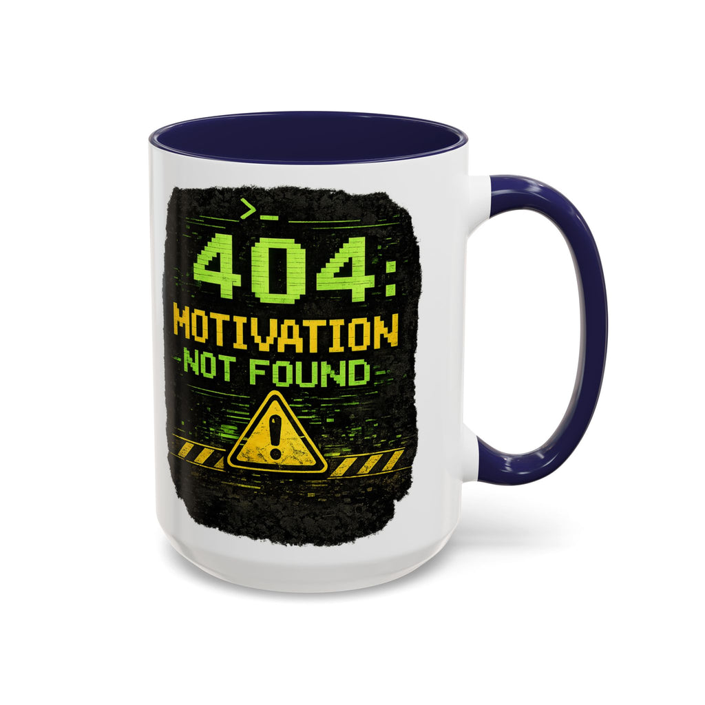 "Error 404 Motivation Not Found" IT Humor Accent Coffee Mug (11, 15oz)
