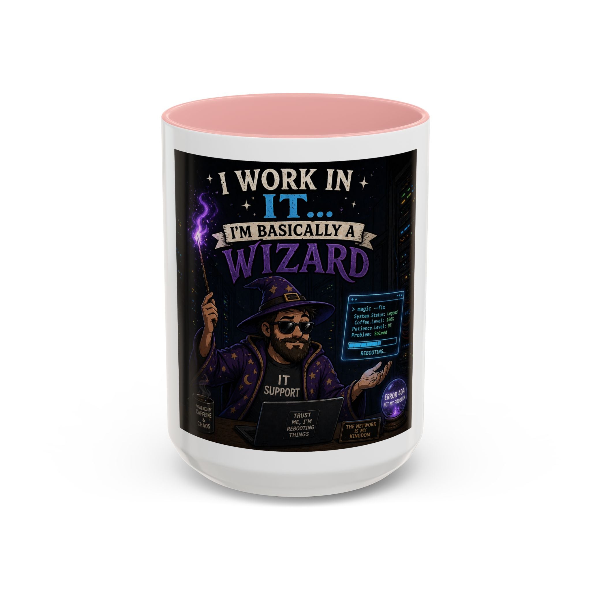 "I Work in IT... I'm Basically a Wizard" Funny IT Tech Support Humor Coffee Mug
