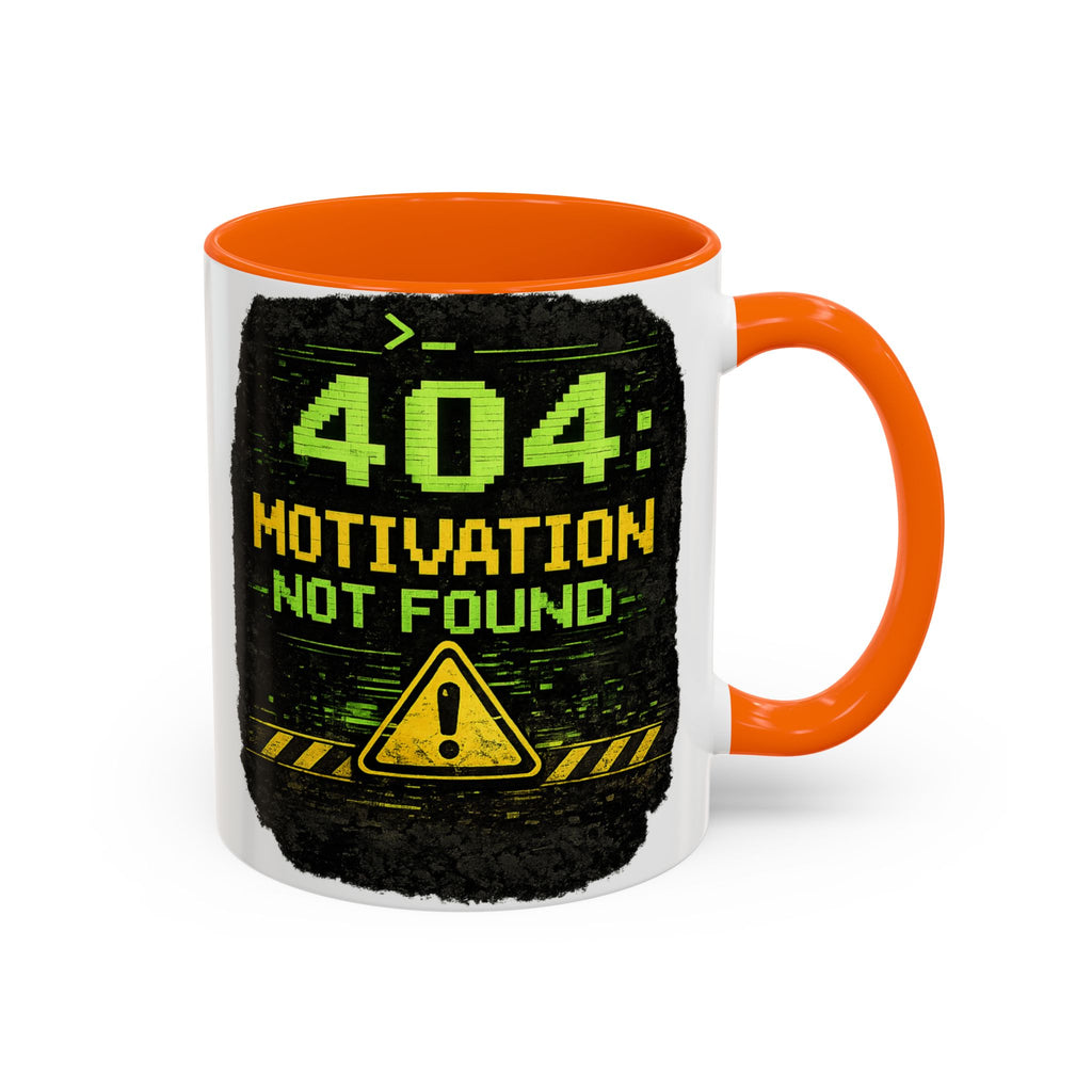 "Error 404 Motivation Not Found" IT Humor Accent Coffee Mug (11, 15oz)