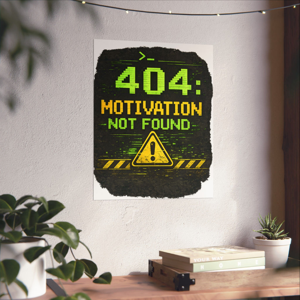 "Error 404 Motivation Not Found" Geek Tech Humor Funny IT Matte Vertical Posters