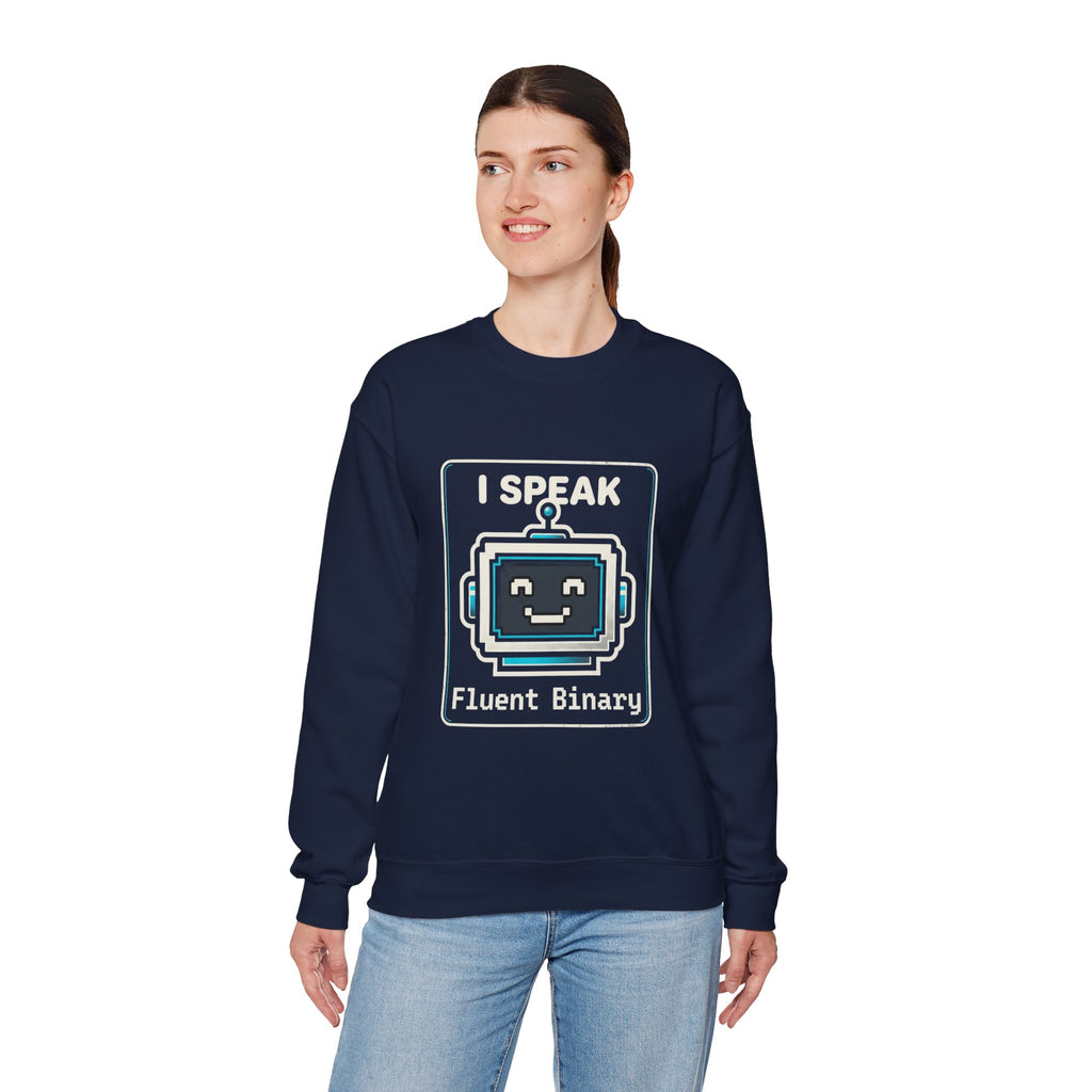 "I Speak Fluent Binary" Funny IT Crewneck Sweatshirt