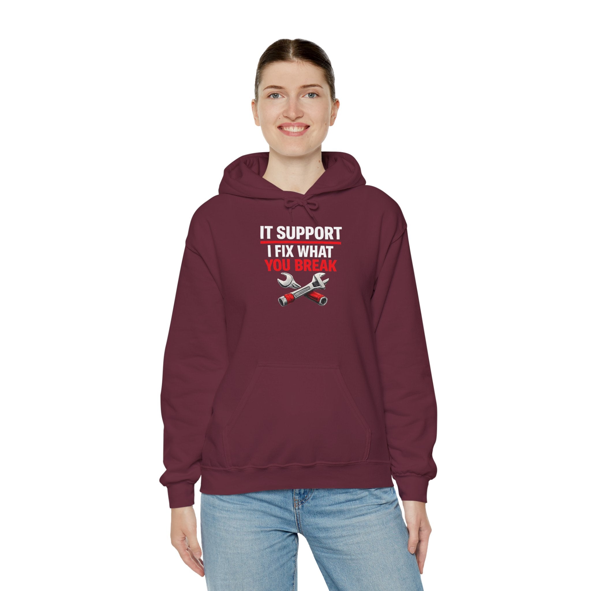 "IT Support: I Fix What You Break" IT Humor Unisex Heavy Blend™ Hoodie