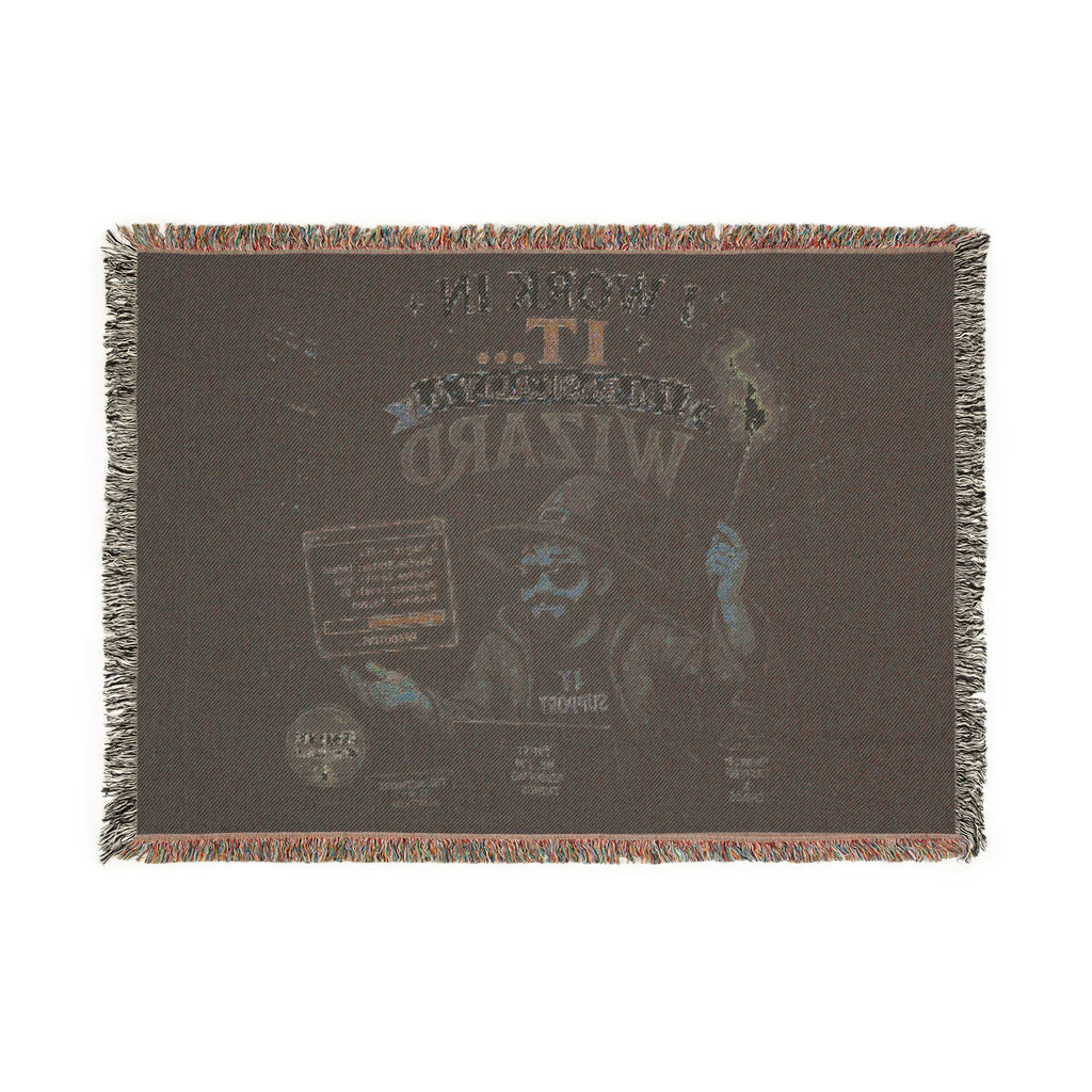 "I Work In IT... I'm Basically A Wizard" Funny IT Tech Humor Woven Blanket Funny IT Tech