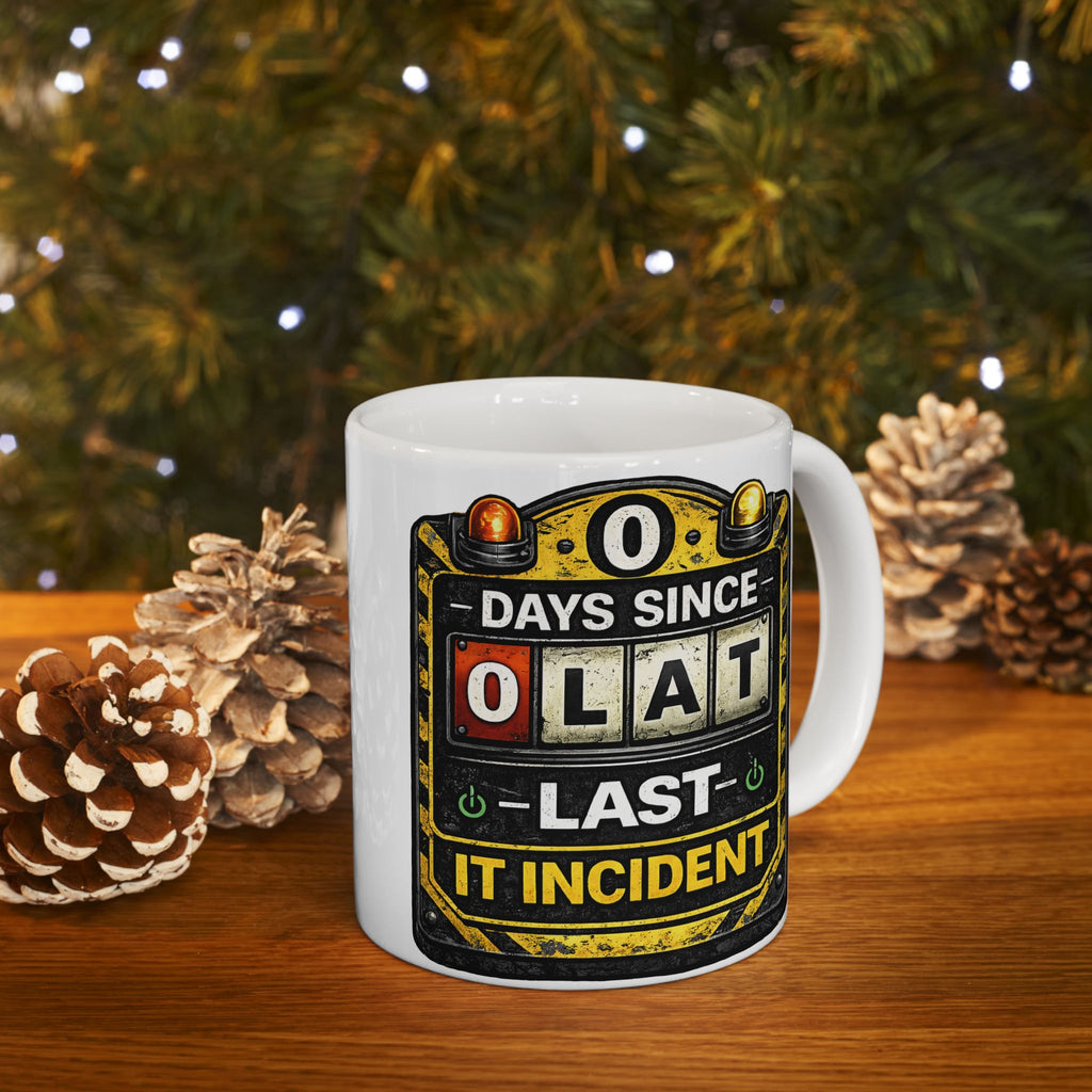 "0 days Since Last IT Incident" IT Humor Ceramic Mug, (11oz, 15oz)