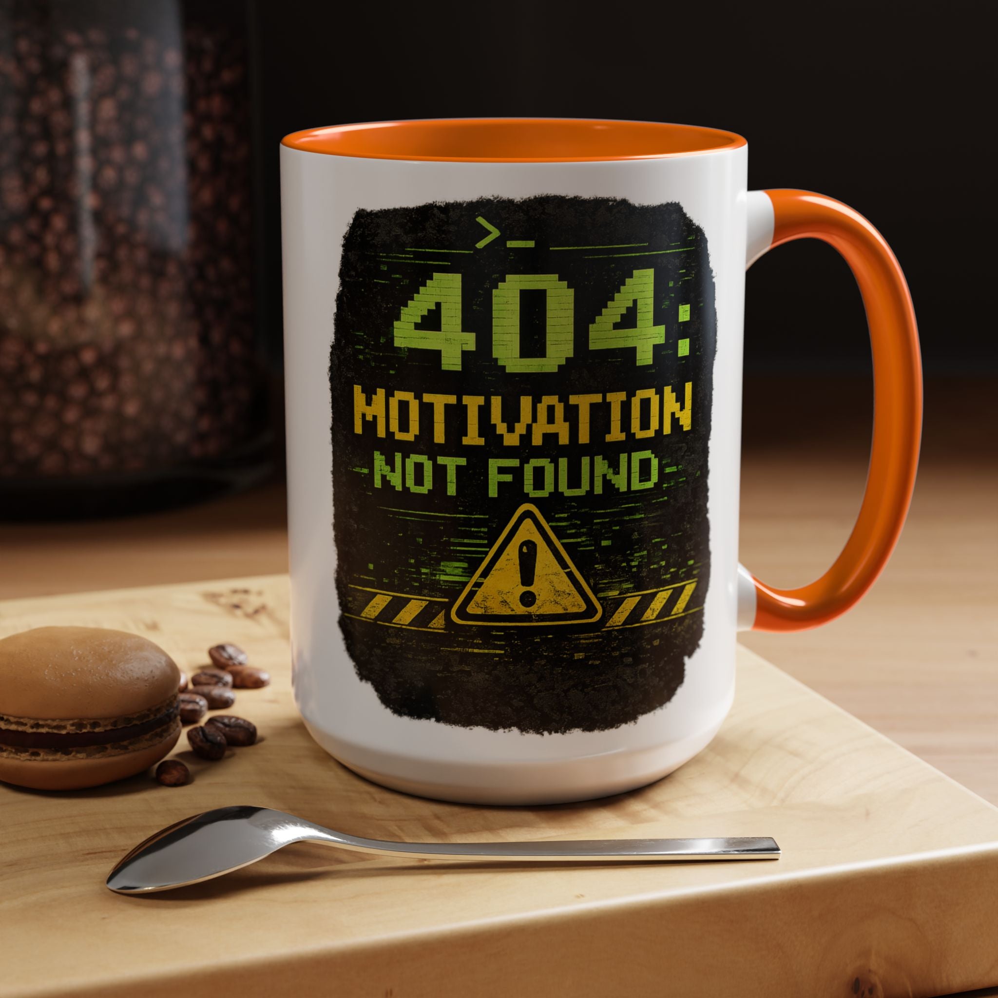 "Error 404 Motivation Not Found" IT Humor Accent Coffee Mug (11, 15oz)