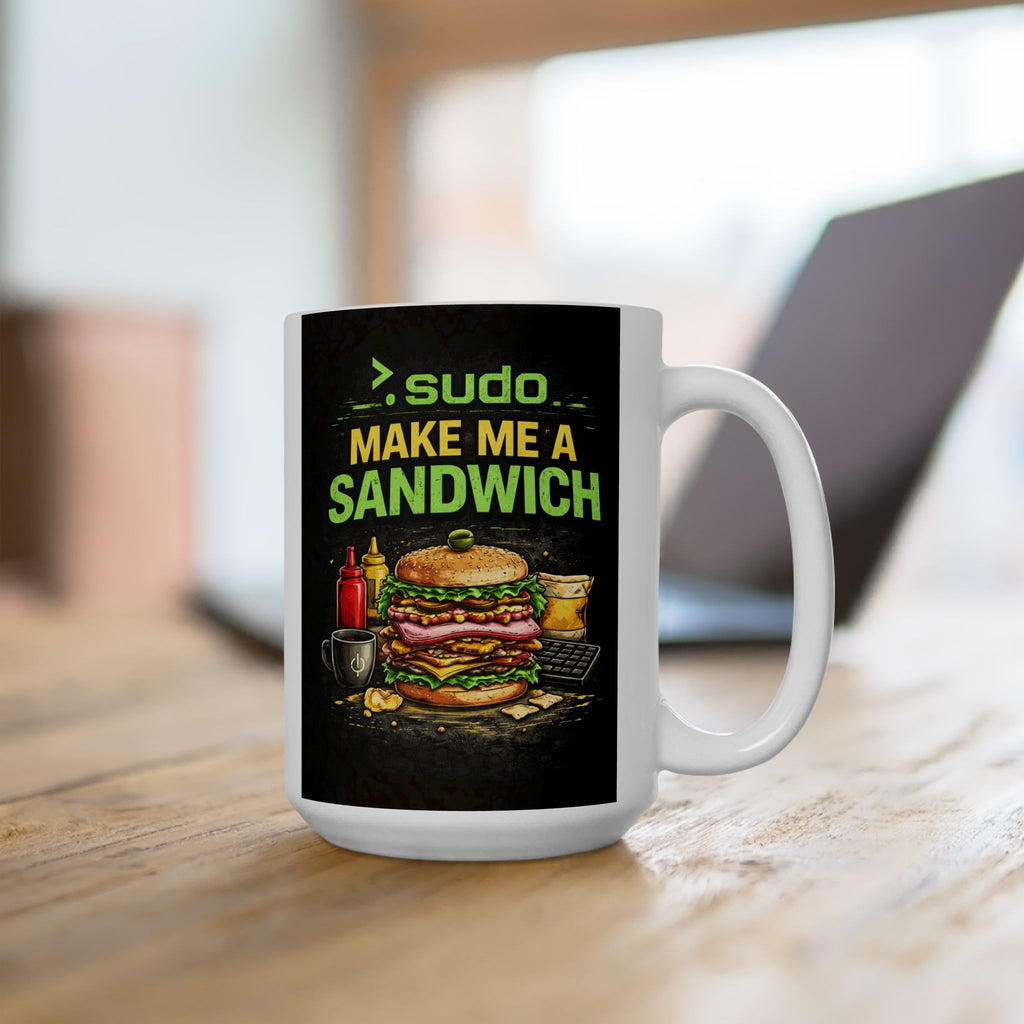 ">. Sudo Make me A Sandwich" Geek Humor Ceramic Mug, (11oz, 15oz)
