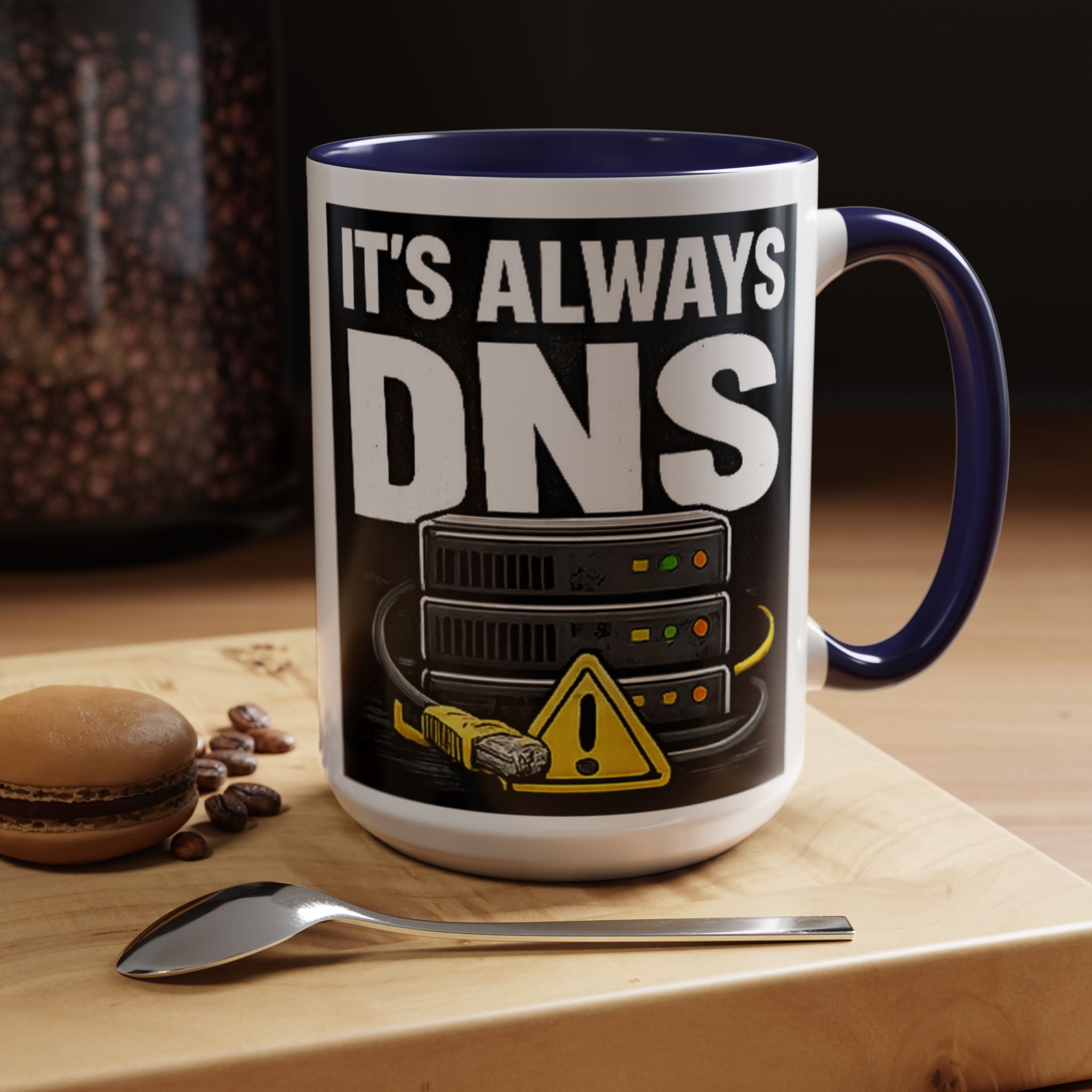 "It's Always DNS" IT Humor Accent Coffee Mug (11, 15oz)