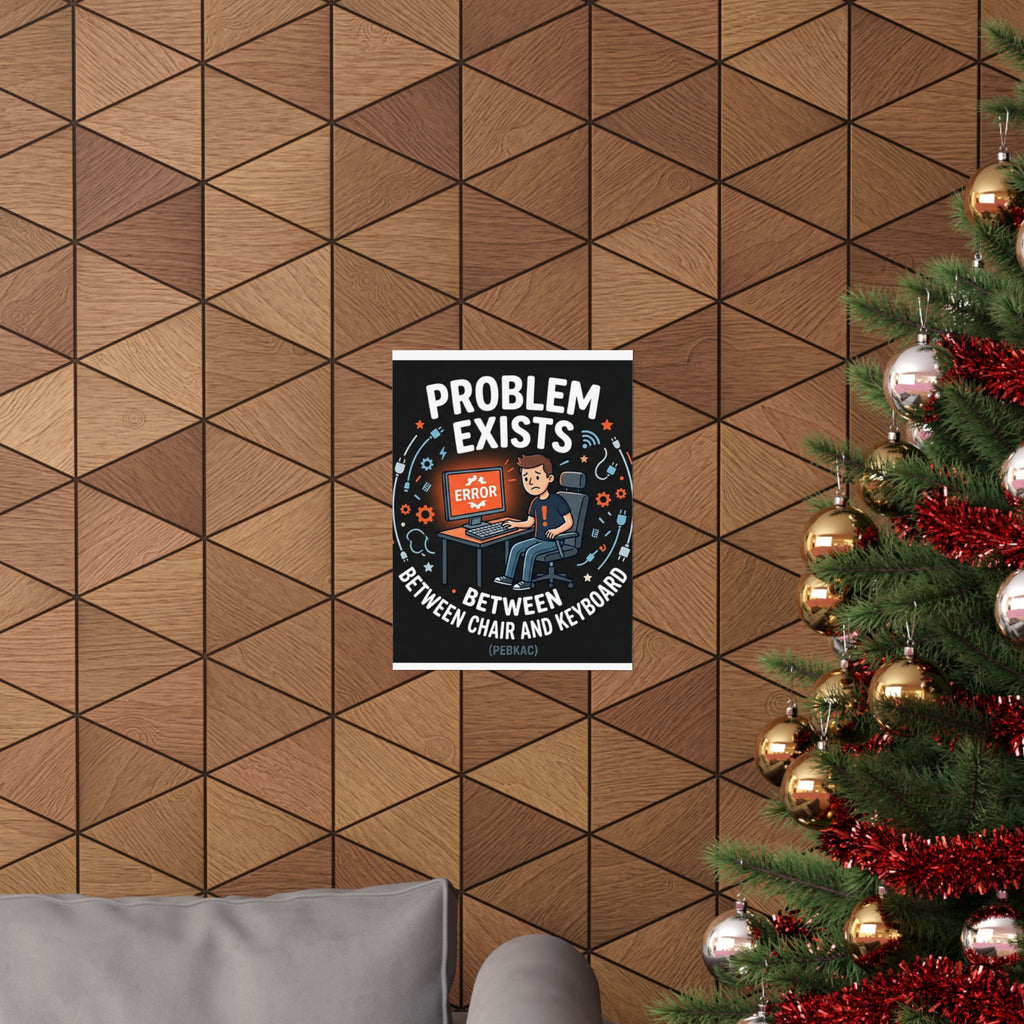 "Problem Exists Between Chair & Keyboard" Tech Humor Funny IT Matte Vertical Posters