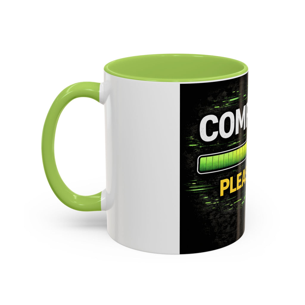 "Compiling, Please Wait" IT Humor Accent Coffee Mug (11, 15oz)