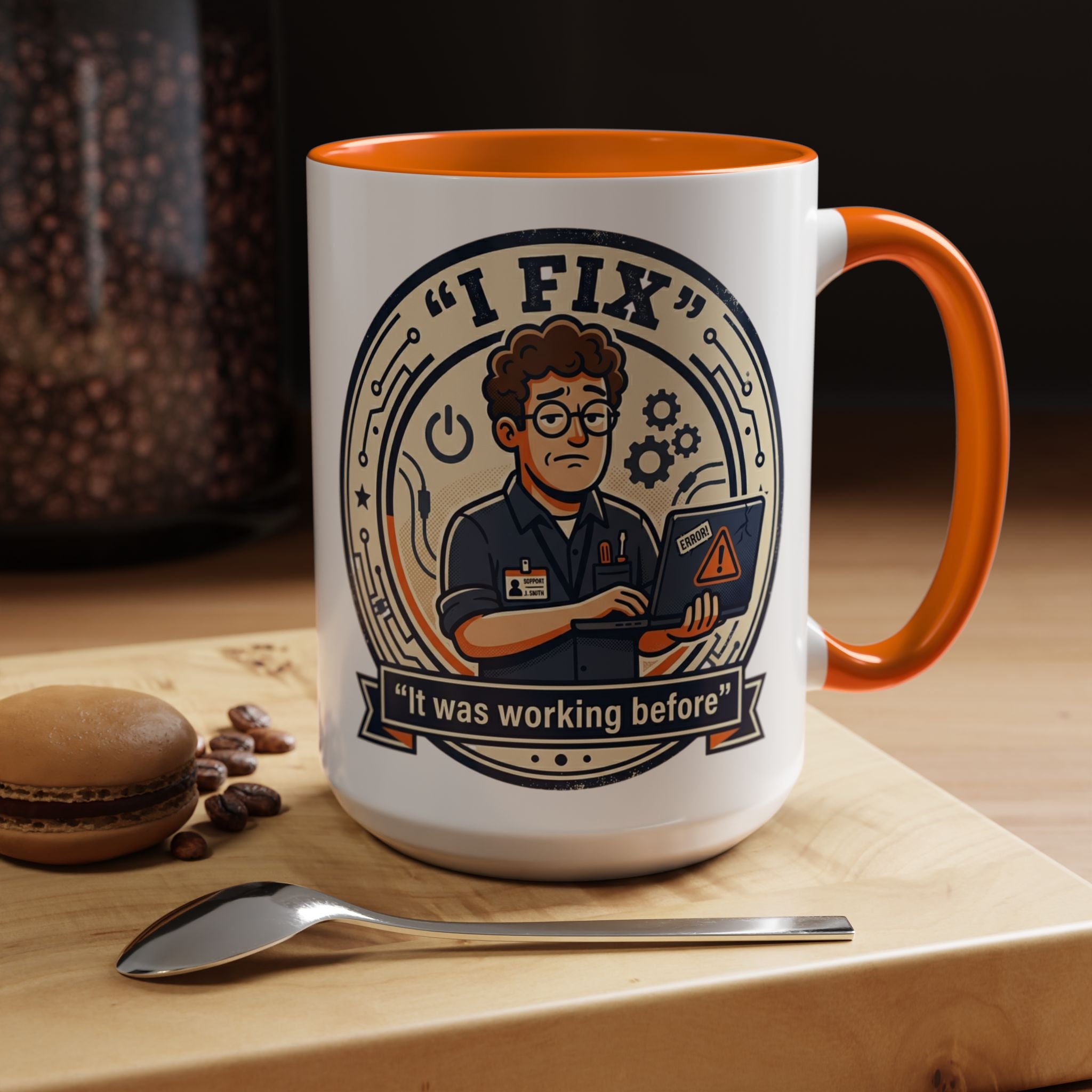 "I Fix: It Was Working Before" IT Humor Accent Coffee Mug (11, 15oz)