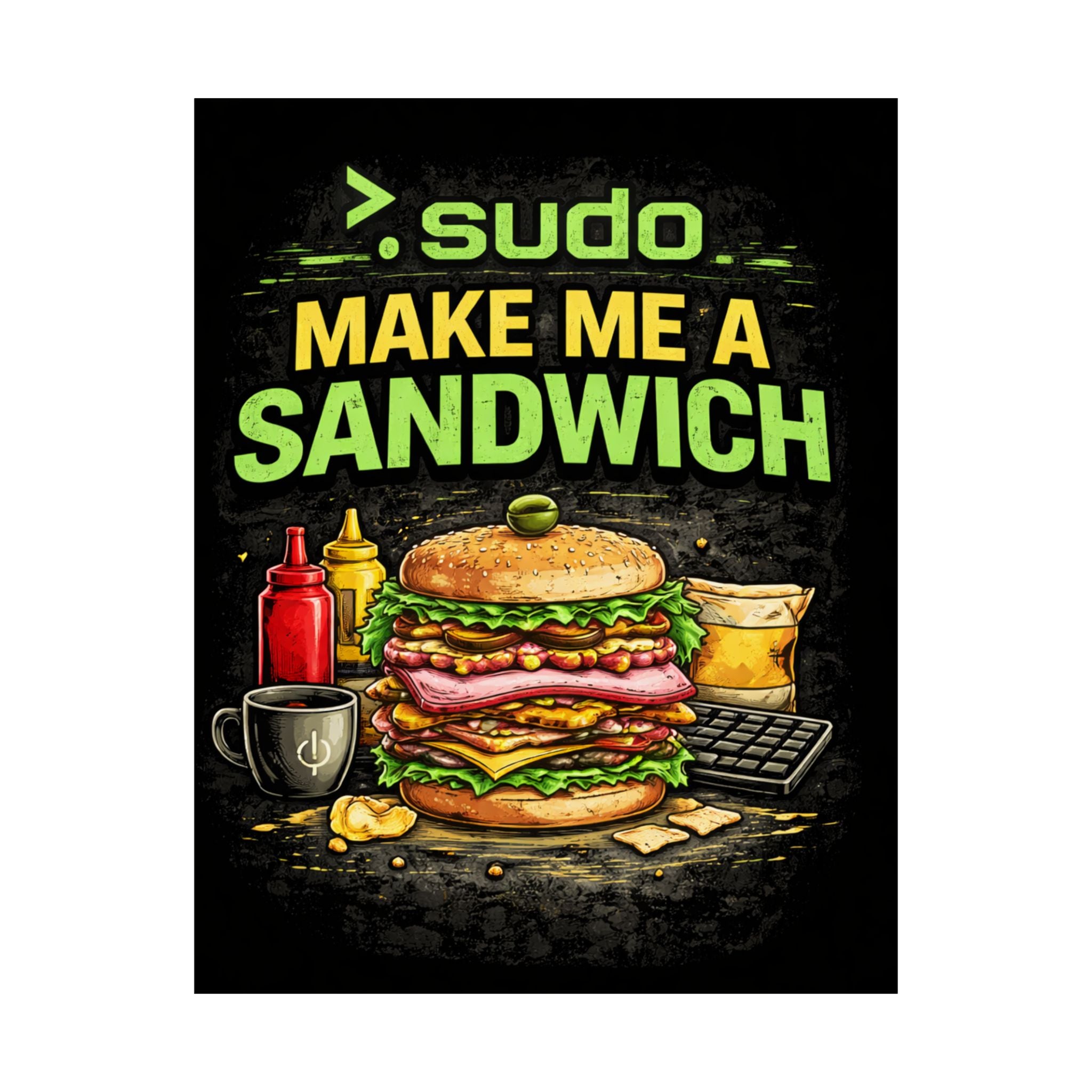 ">.Sudo Make Me A Sandwich" Geek Tech Humor Funny IT Matte Vertical Posters