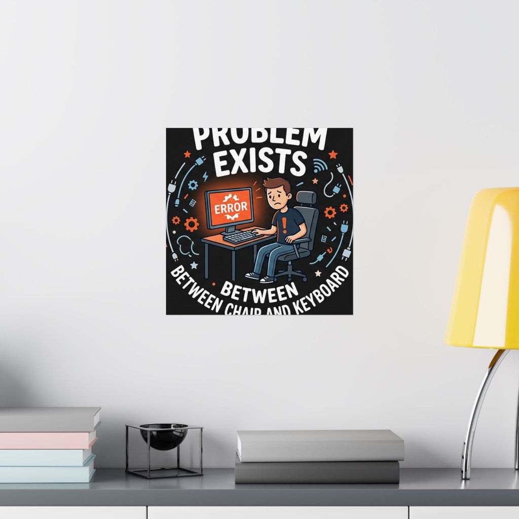 "Problem Exists Between Chair & Keyboard" Tech Humor Funny IT Matte Vertical Posters