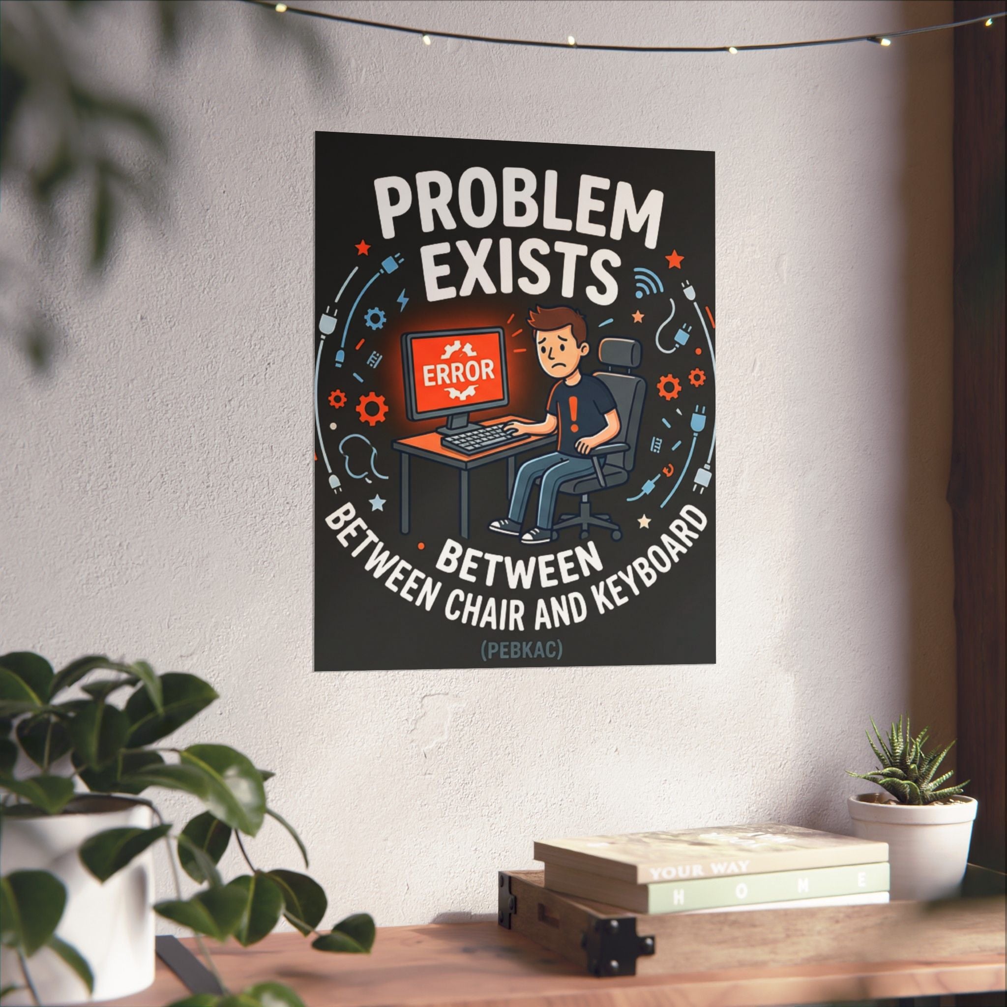 "Problem Exists Between Chair & Keyboard" Tech Humor Funny IT Matte Vertical Posters