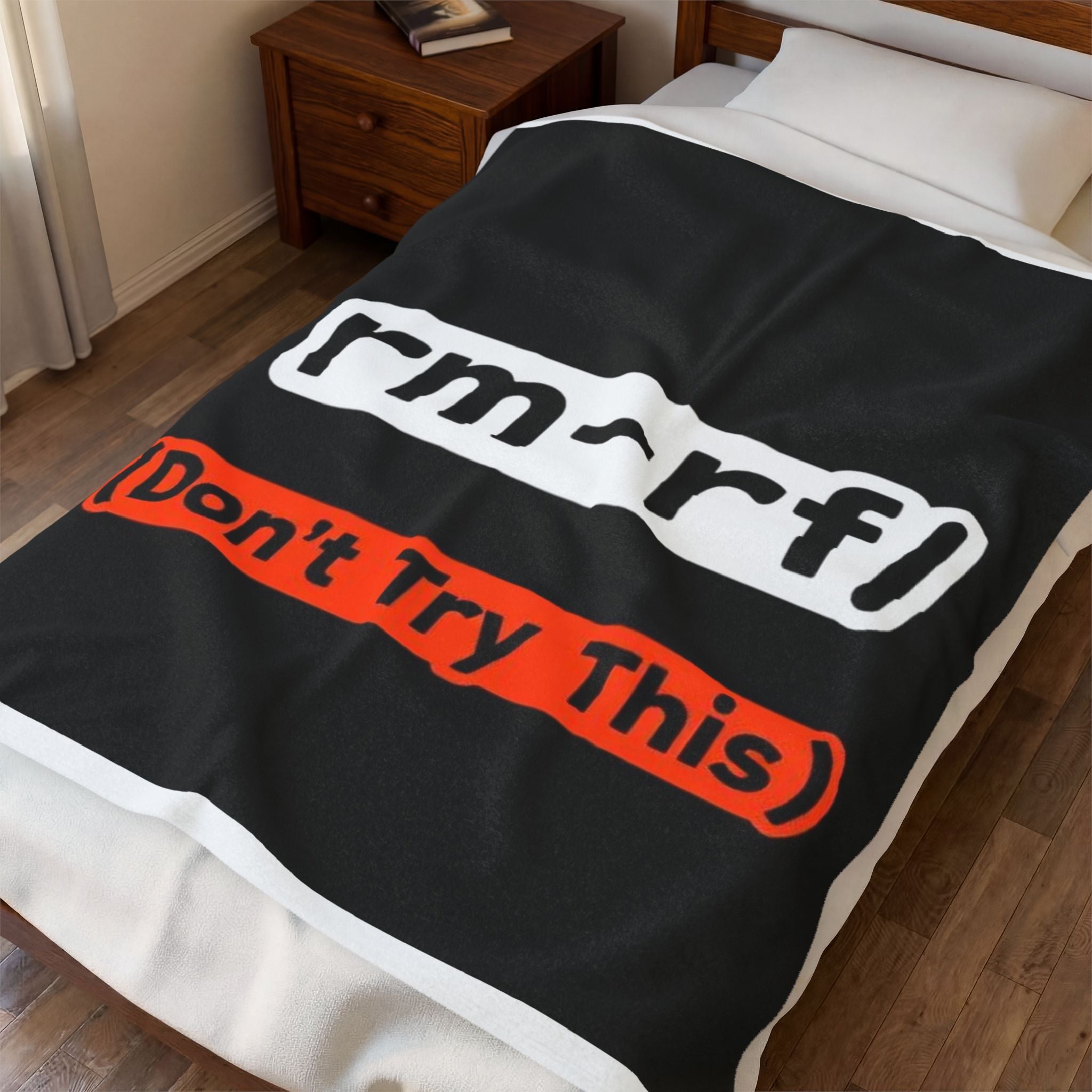 "rm -rf/ (Don't Try This)" Tech Humor Funny IT Velveteen Plush Blanket