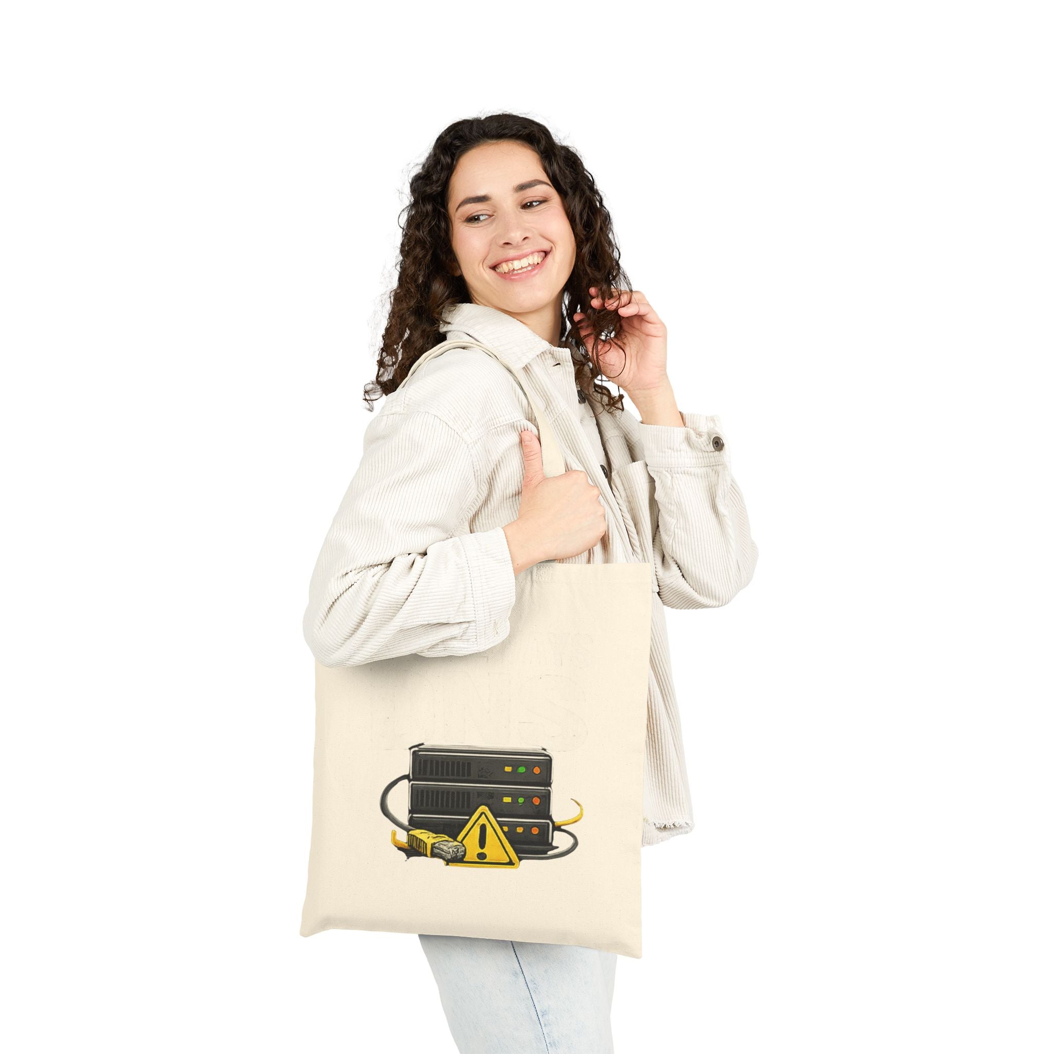 "It's Always DNS" Humorous IT Tote Bag — Techie Data Center Canvas Tote