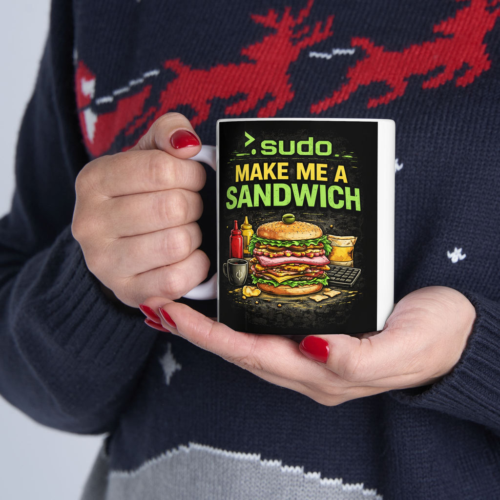 ">. Sudo Make me A Sandwich" Geek Humor Ceramic Mug, (11oz, 15oz)