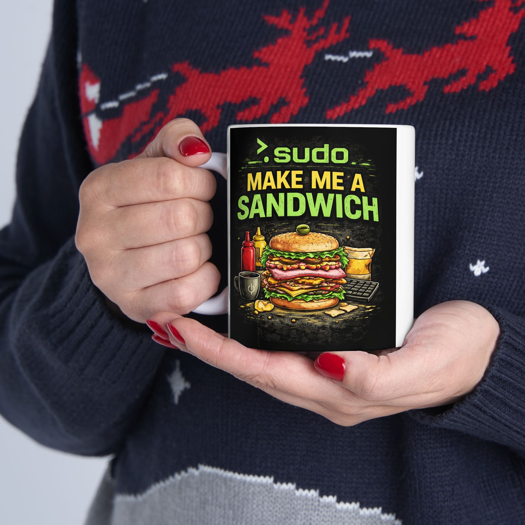 ">. Sudo Make me A Sandwich" Geek Humor Ceramic Mug, (11oz, 15oz)