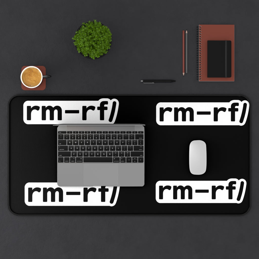 "rm -rf/ (Don't Try This)" Tech Humor Desk Mat — Funny IT Programmer Gaming Mouse Pad