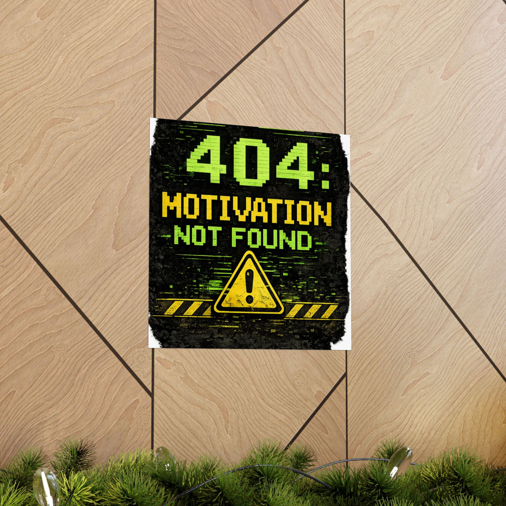 "Error 404 Motivation Not Found" Geek Tech Humor Funny IT Matte Vertical Posters