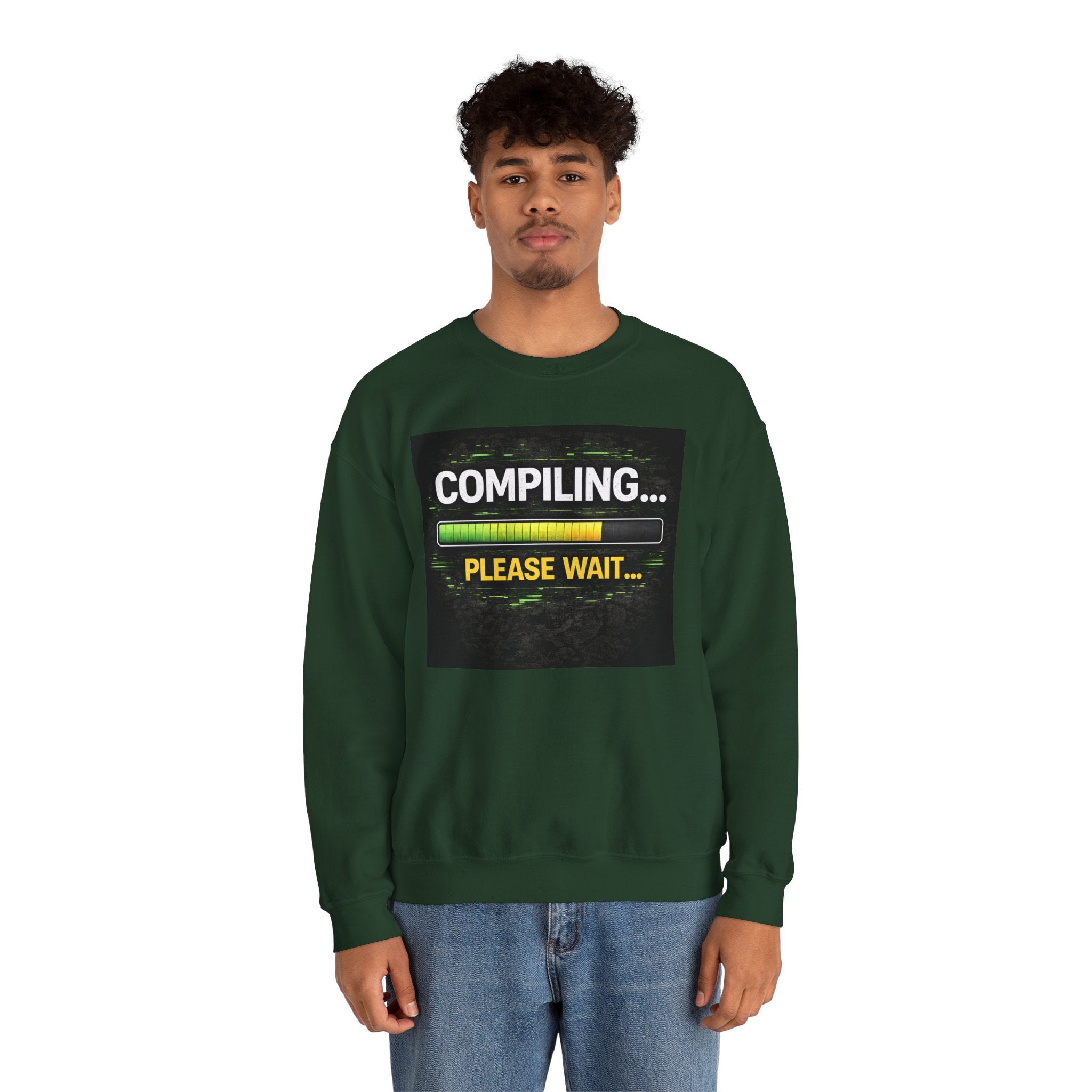 "Compiling... Please Wait" Tech Humor Crewneck Sweatshirt