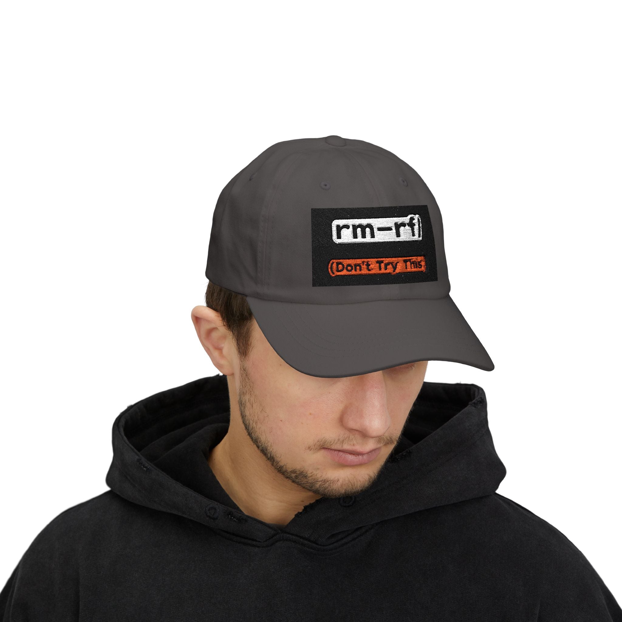 Classic Dad Cap – 'rm -rf (Don't Try This)' Embroidered Dad Hat