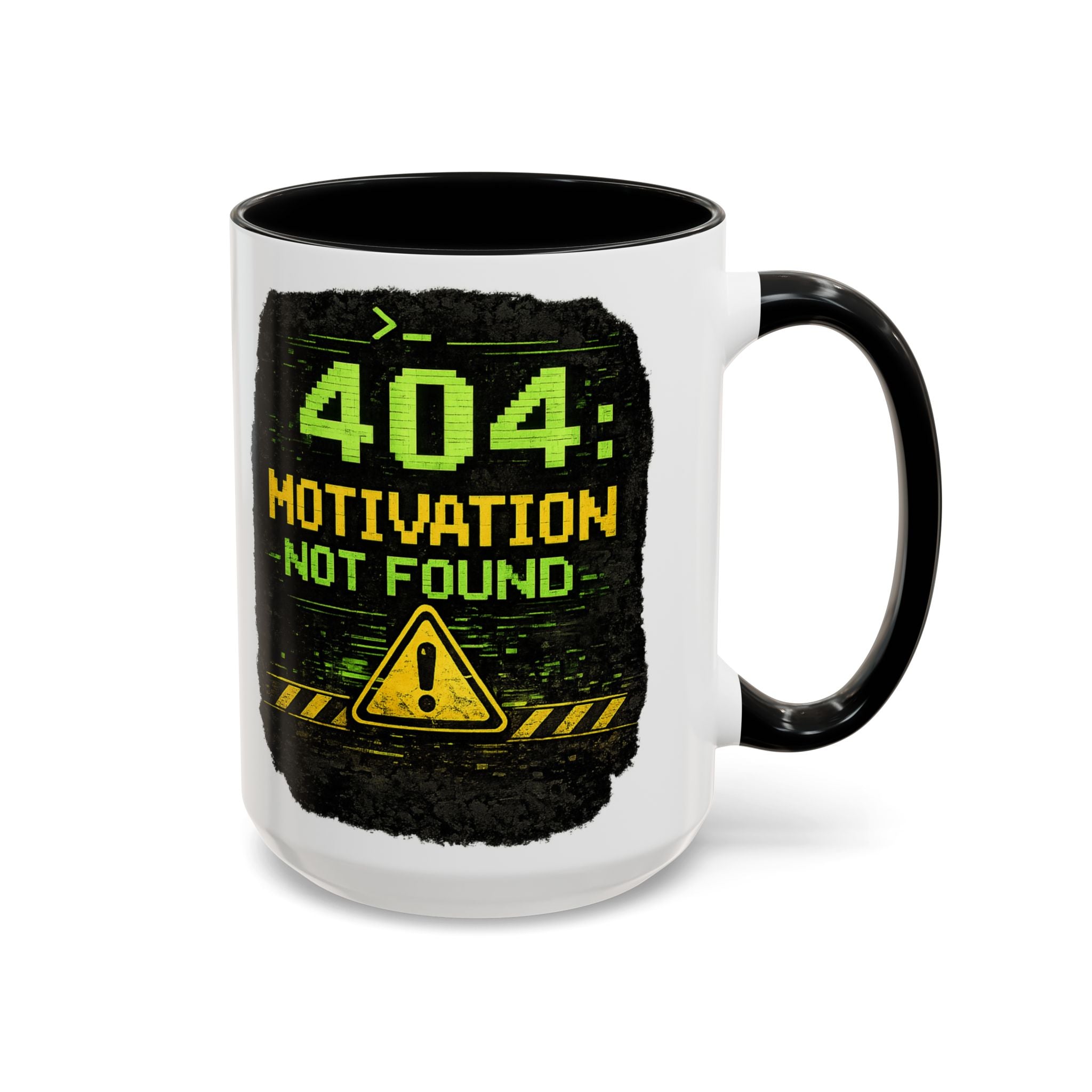 "Error 404 Motivation Not Found" IT Humor Accent Coffee Mug (11, 15oz)