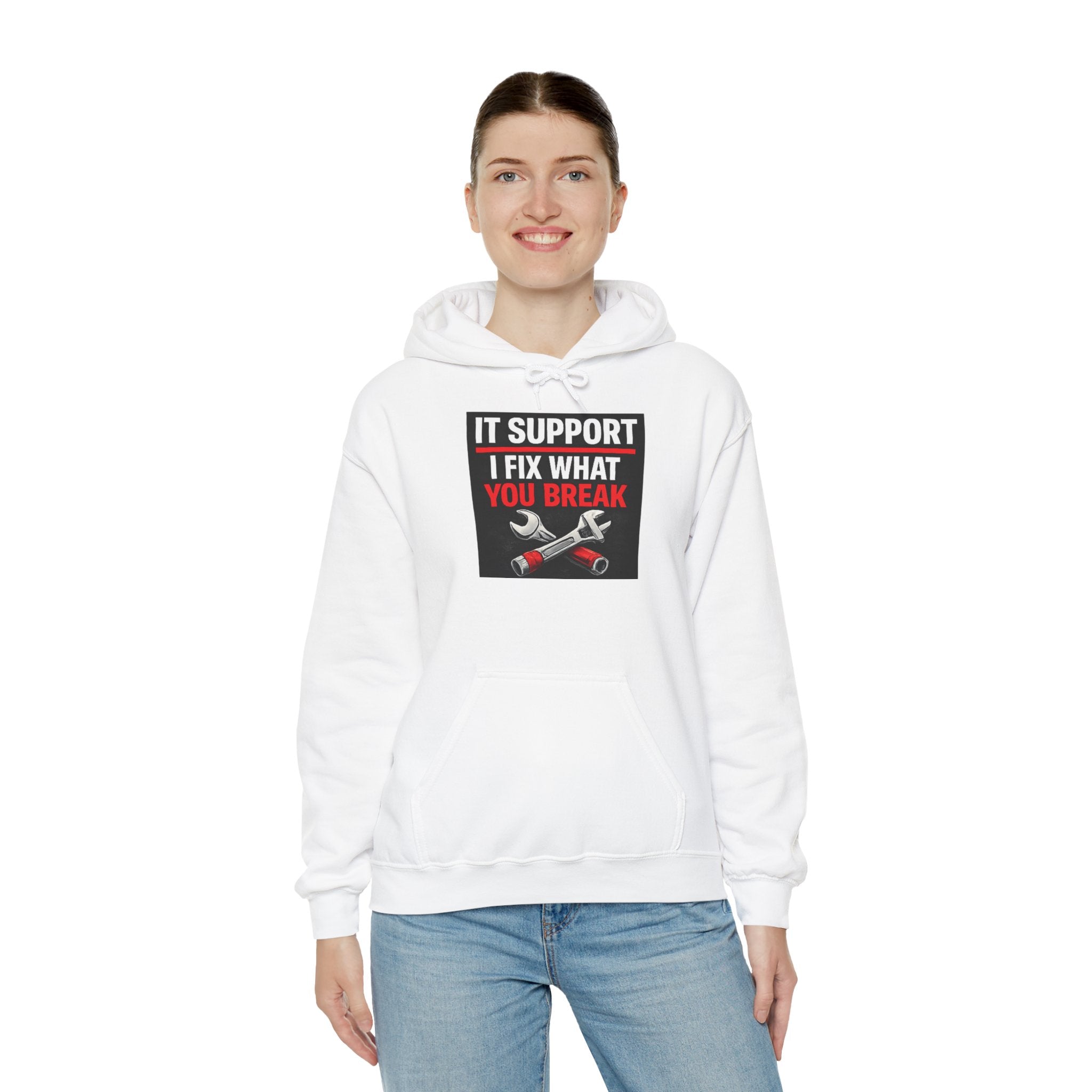 "IT Support: I Fix What You Break" Tech Humor Unisex Heavy Blend™ Hoodie