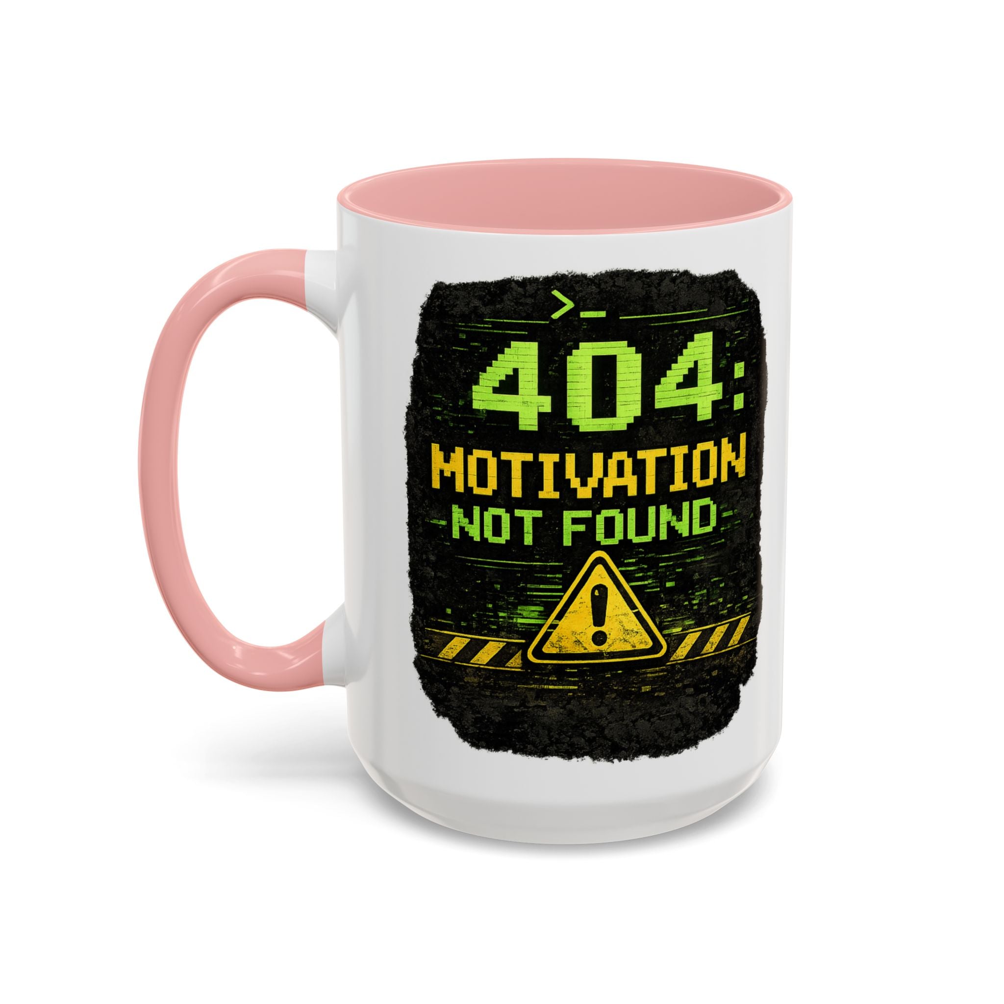 "Error 404 Motivation Not Found" IT Humor Accent Coffee Mug (11, 15oz)