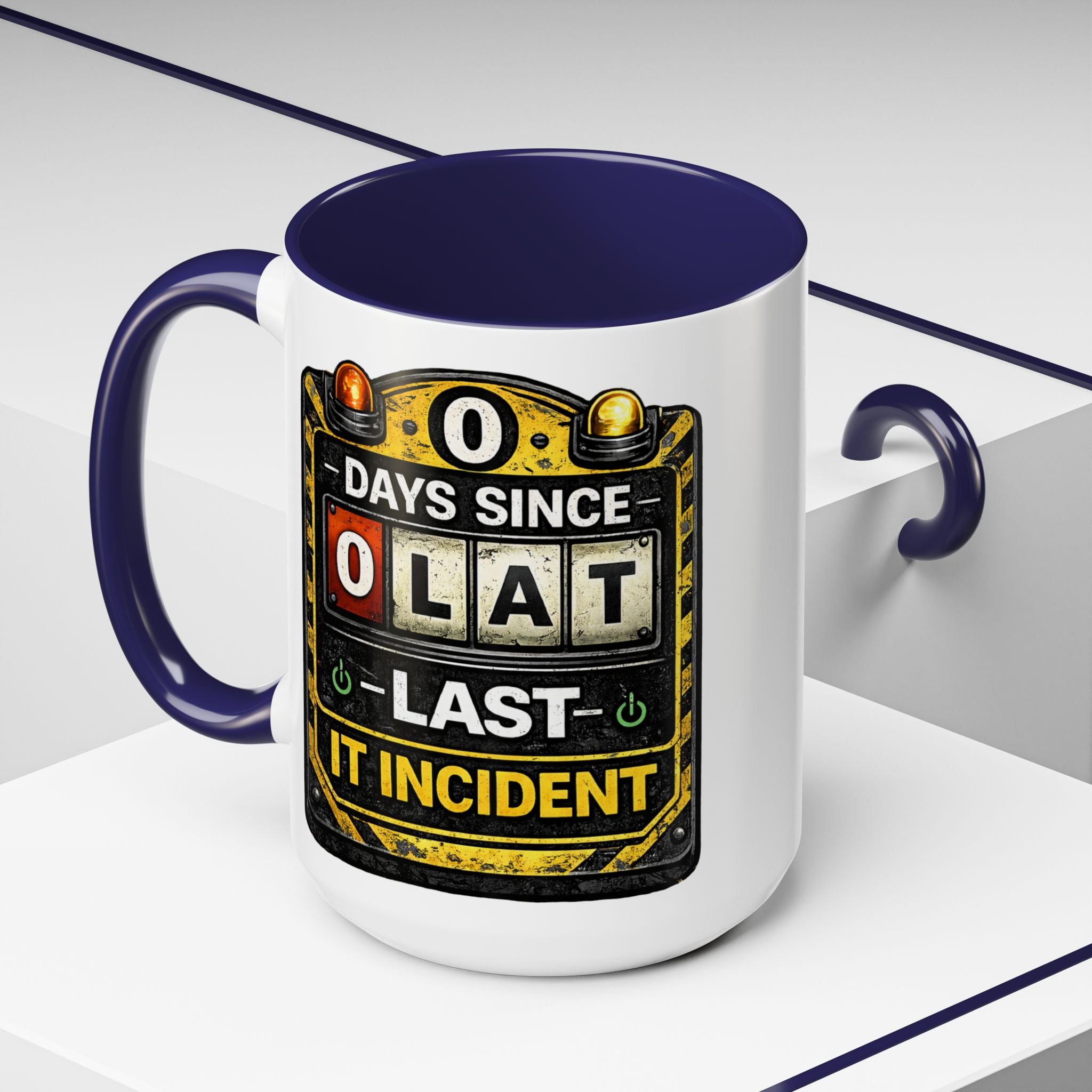 "0 Days Since Last IT Incident" IT Humor Accent Coffee Mug (11, 15oz)