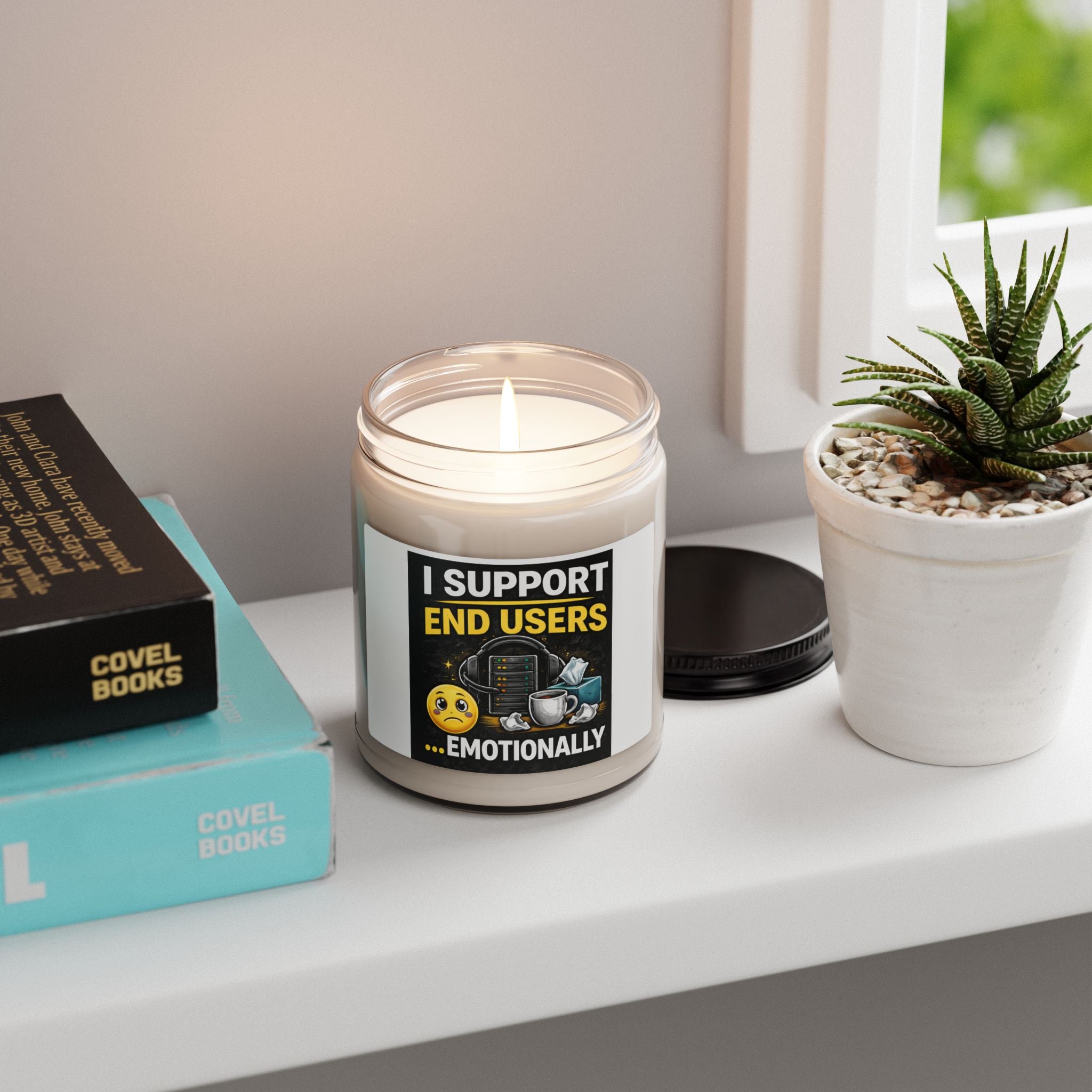 "I Support End Users...Emotionally" Scented Soy Candle — Funny IT Support Gift, 9oz
