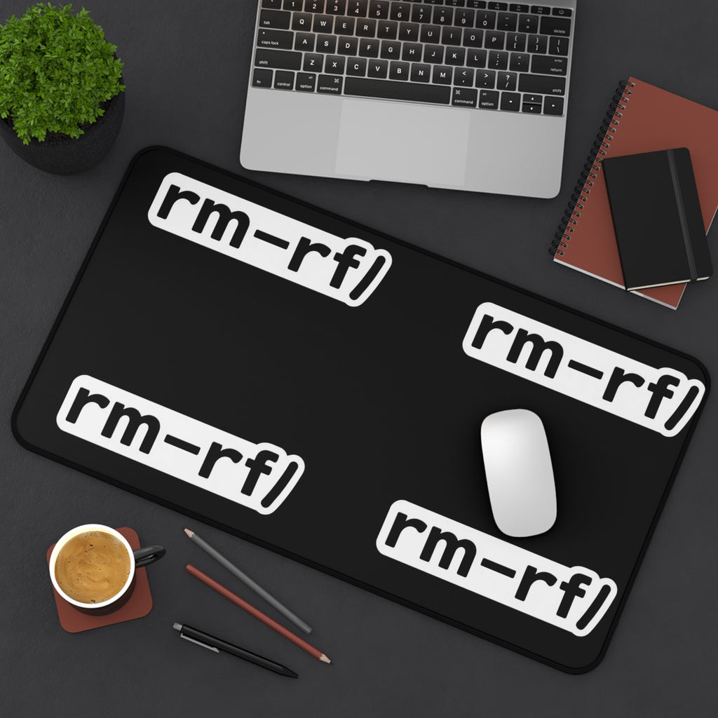 "rm -rf/ (Don't Try This)" Tech Humor Desk Mat — Funny IT Programmer Gaming Mouse Pad