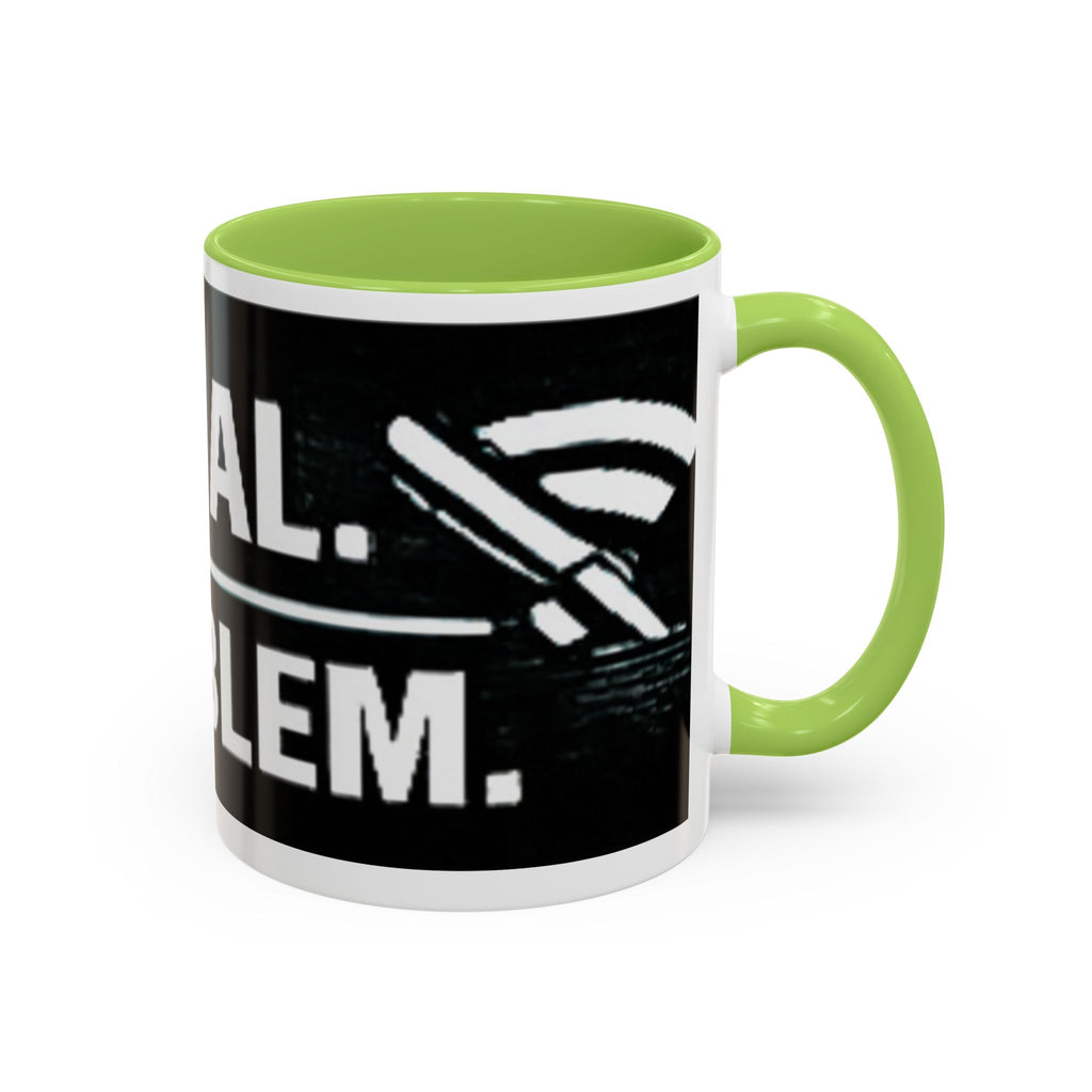 "No Signal No Problem" IT Humor Accent Coffee Mug (11, 15oz)