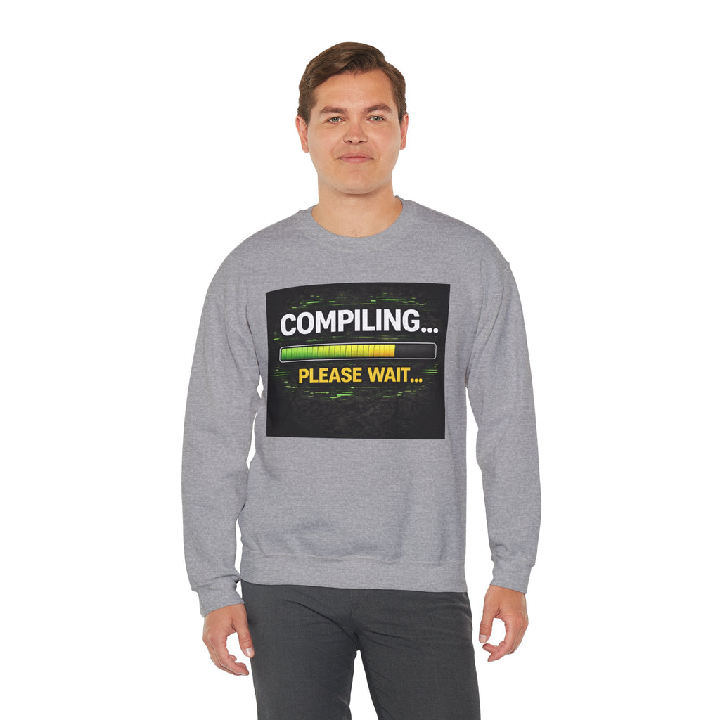 "Compiling... Please Wait" Tech Humor Crewneck Sweatshirt