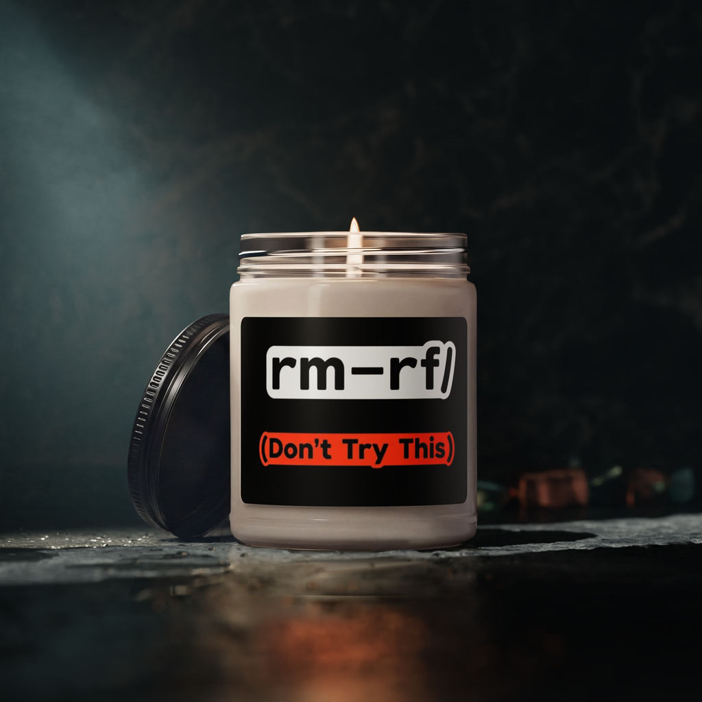 "rm–rf/ (Don't Try This)" Funny IT Scented Jar Candle 9oz