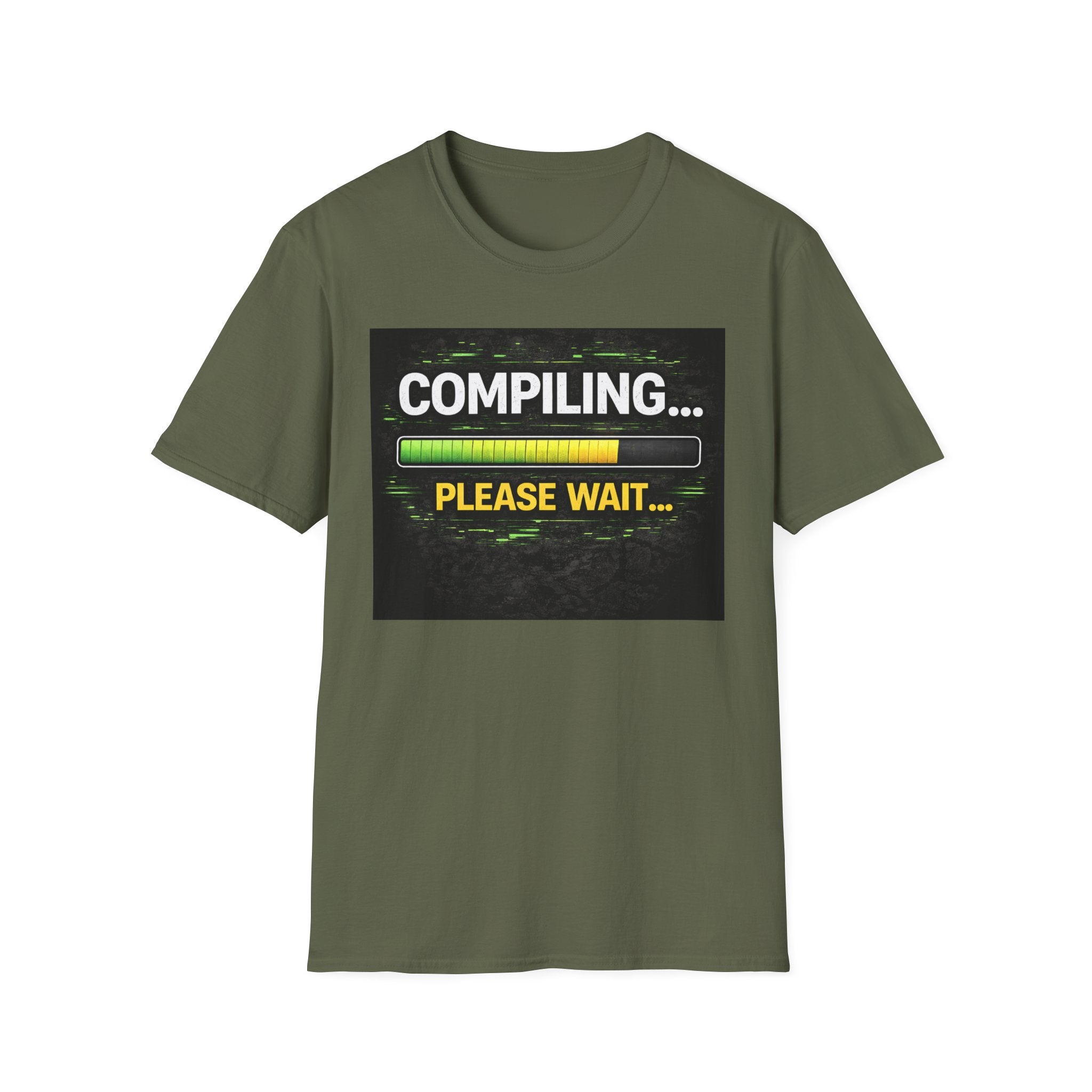 "Compiling... Please Wait" Programmer Loading Graphic Tee Funny IT Tech Humor T-Shirt