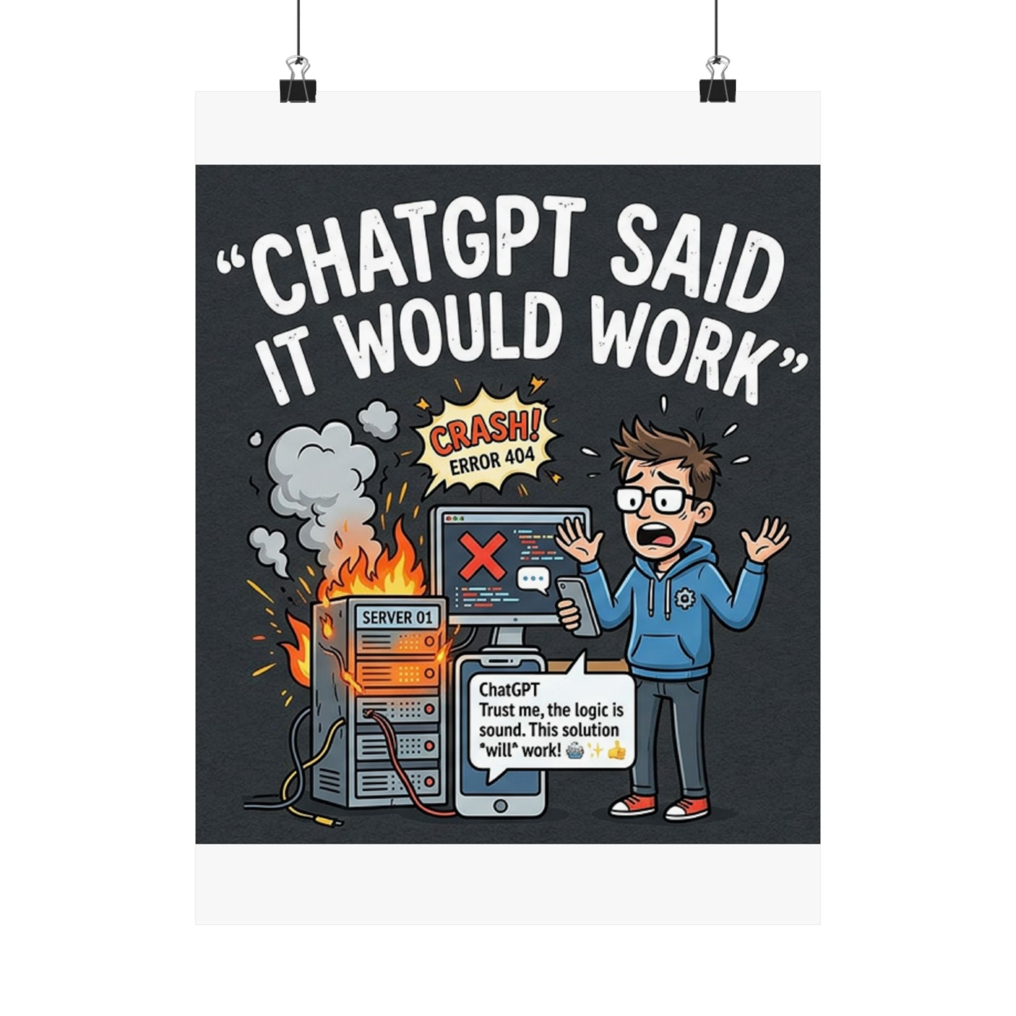 "ChatGPT Said It Would Work" Tech Humor Funny IT Matte Vertical Poster