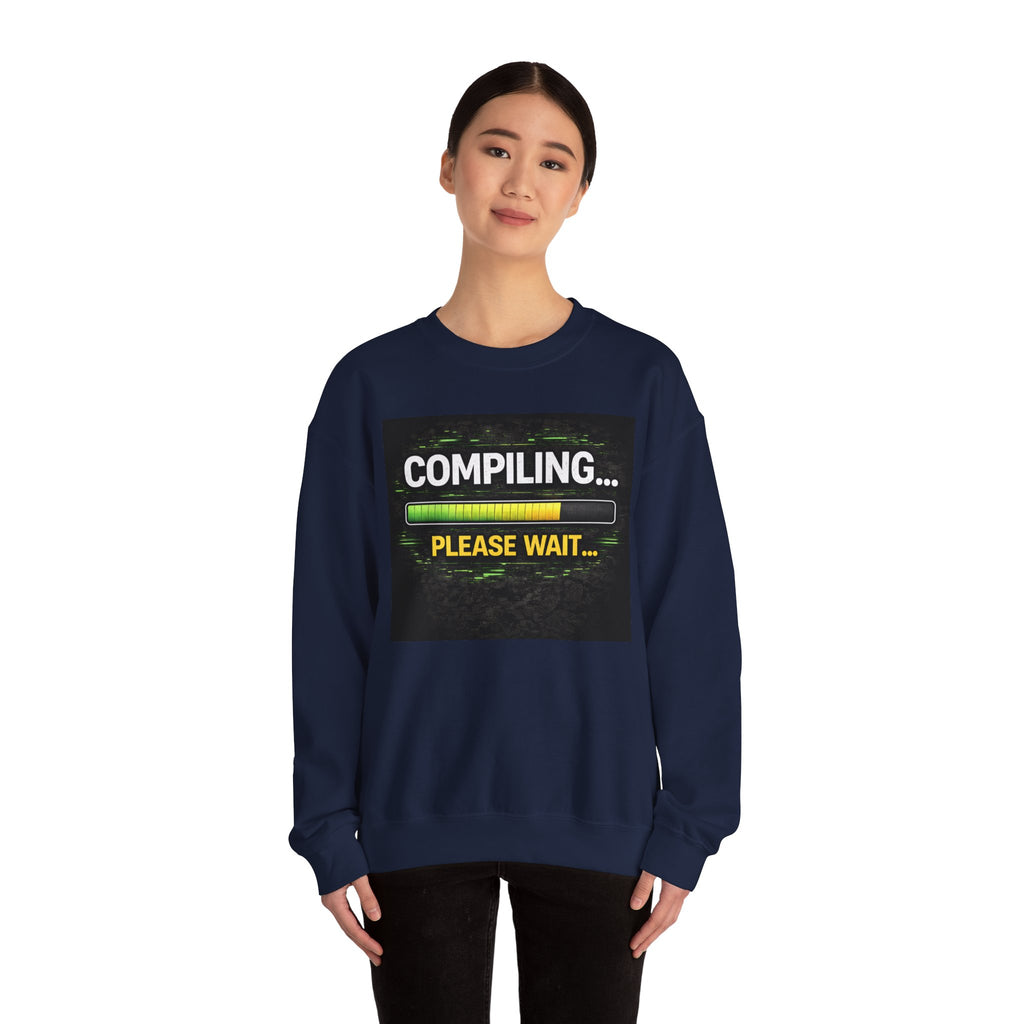 "Compiling... Please Wait" Tech Humor Crewneck Sweatshirt