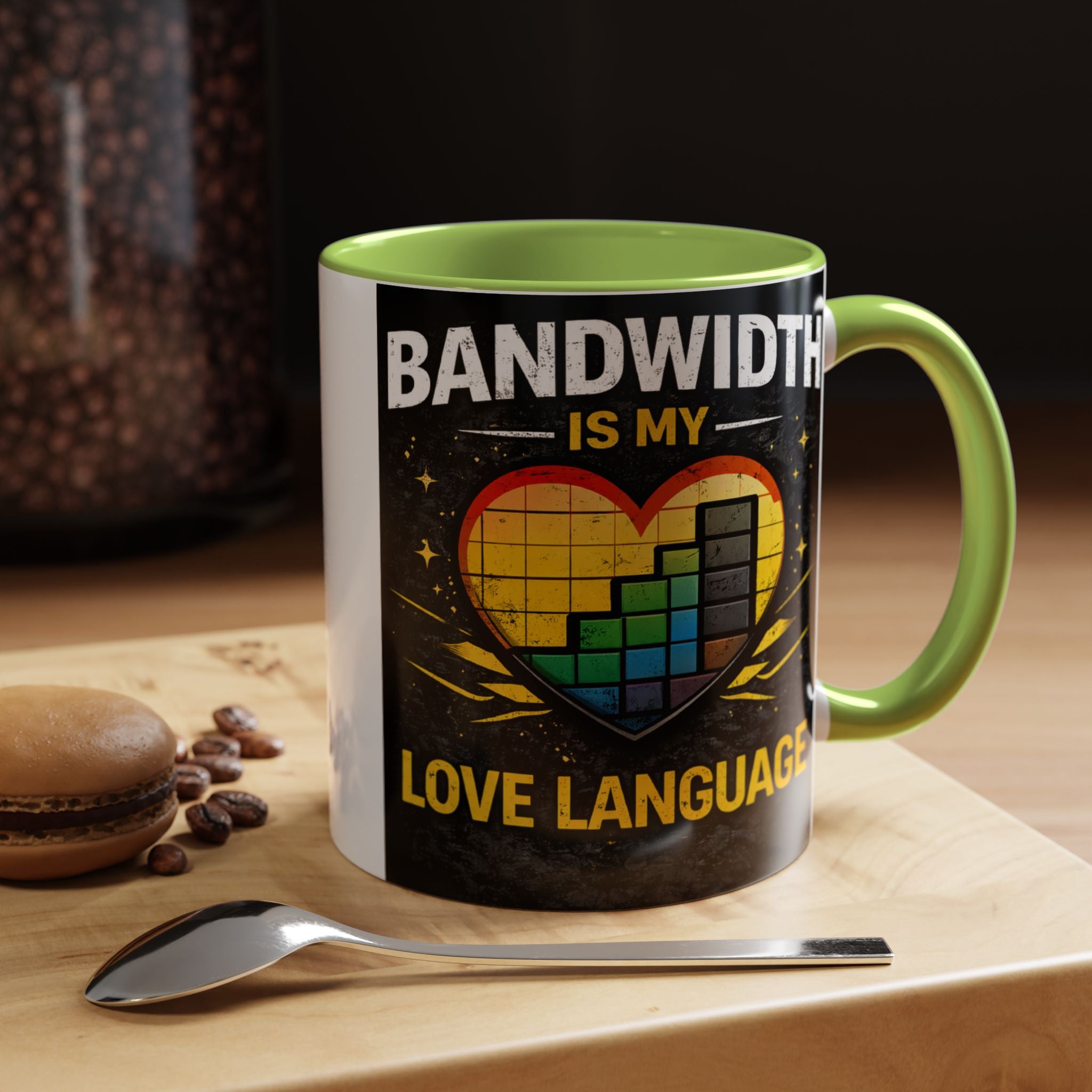 "Bandwidth is my Love Language" IT Humor Accent Coffee Mug (11, 15oz)