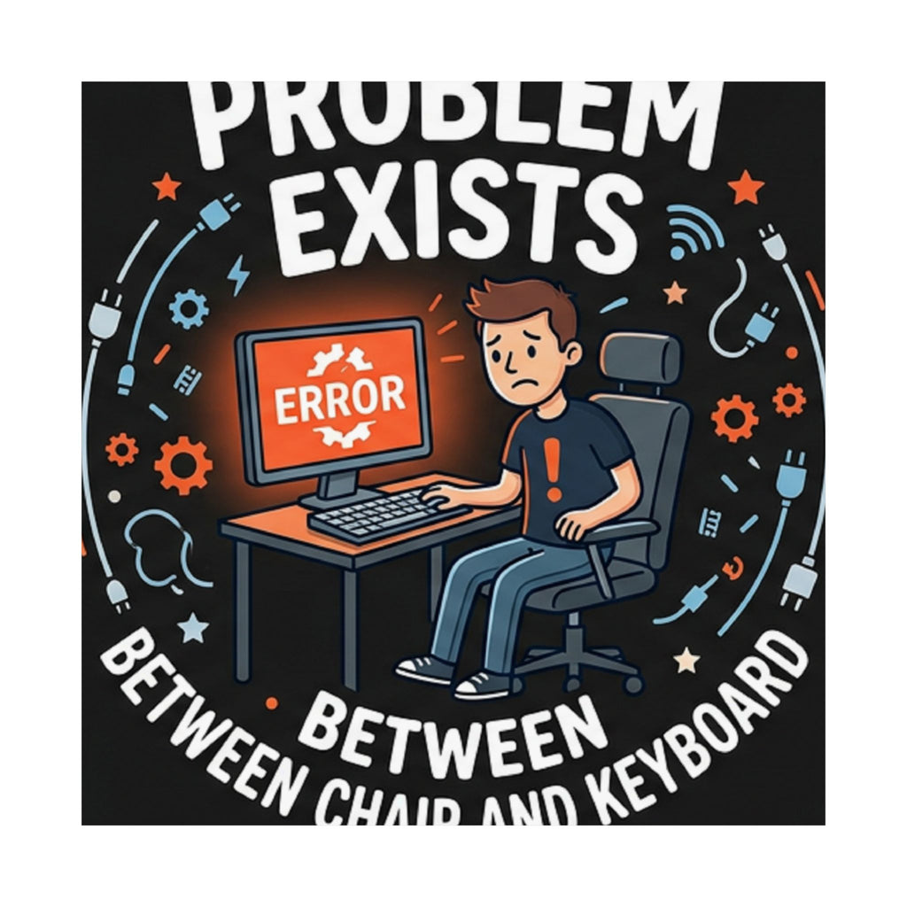 "Problem Exists Between Chair & Keyboard" Tech Humor Funny IT Matte Vertical Posters