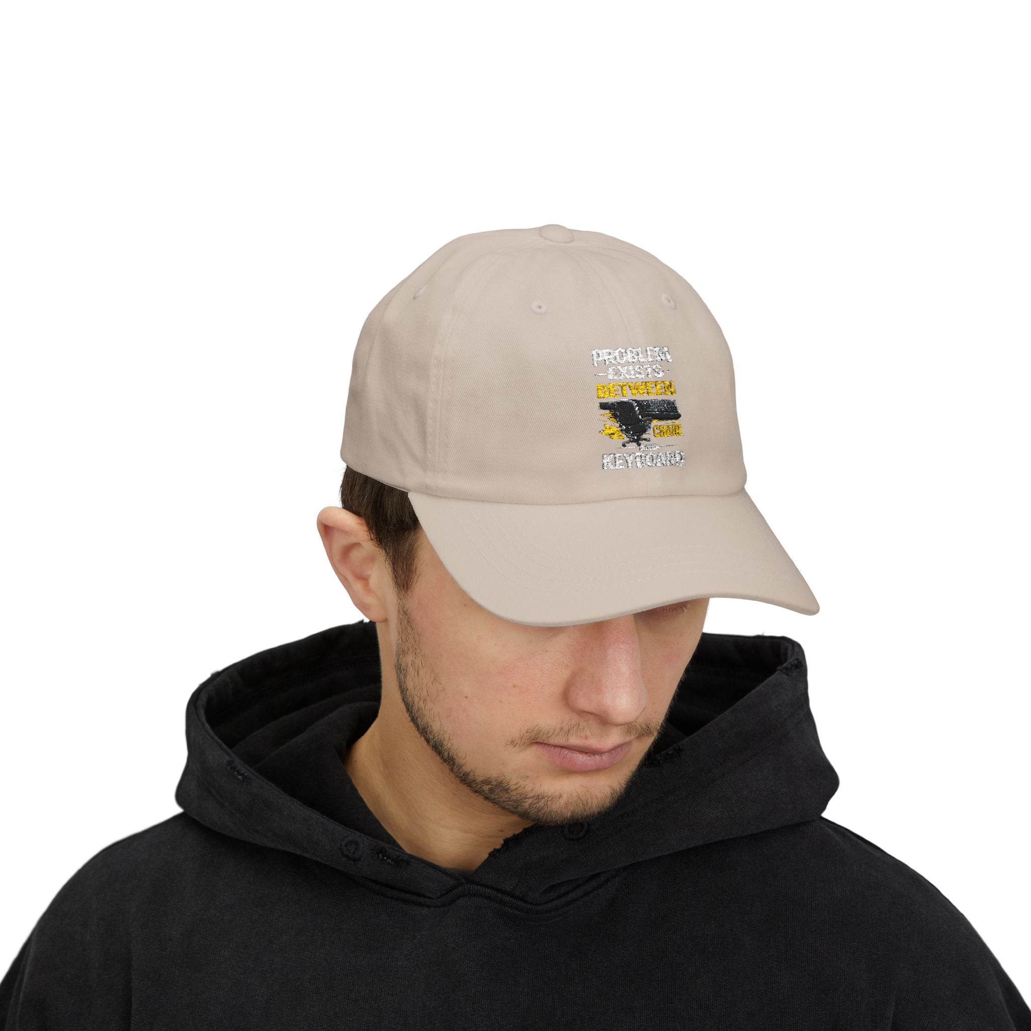 Dad Cap — "Problem Exists Between Chair and Keyboard" Funny Tech Humor Hat