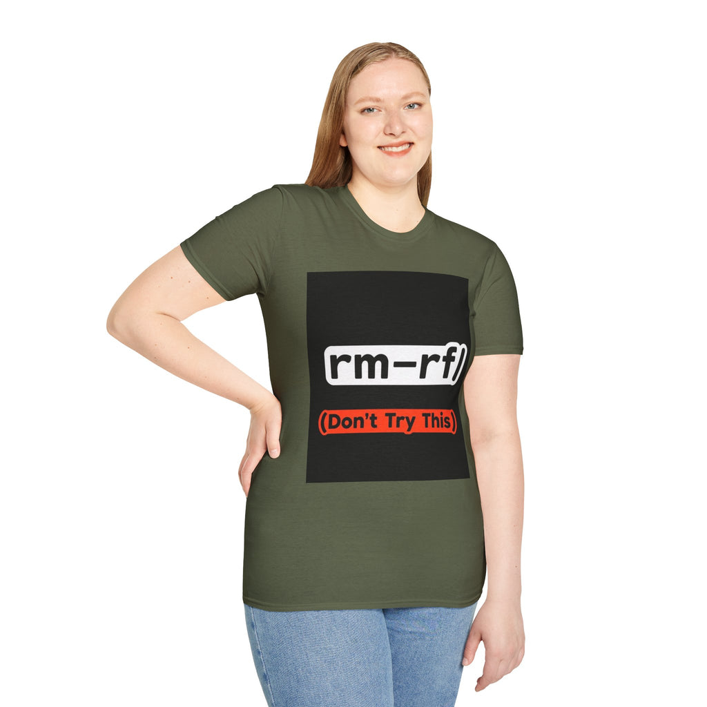"rm -rf/ (Don't Try This)" Funny IT T-Shirt Hacker Tech Humor Command Tee