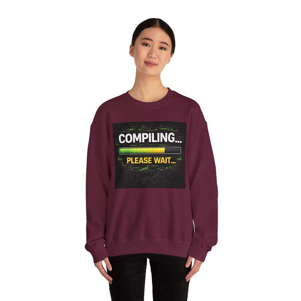 "Compiling... Please Wait" Tech Humor Crewneck Sweatshirt