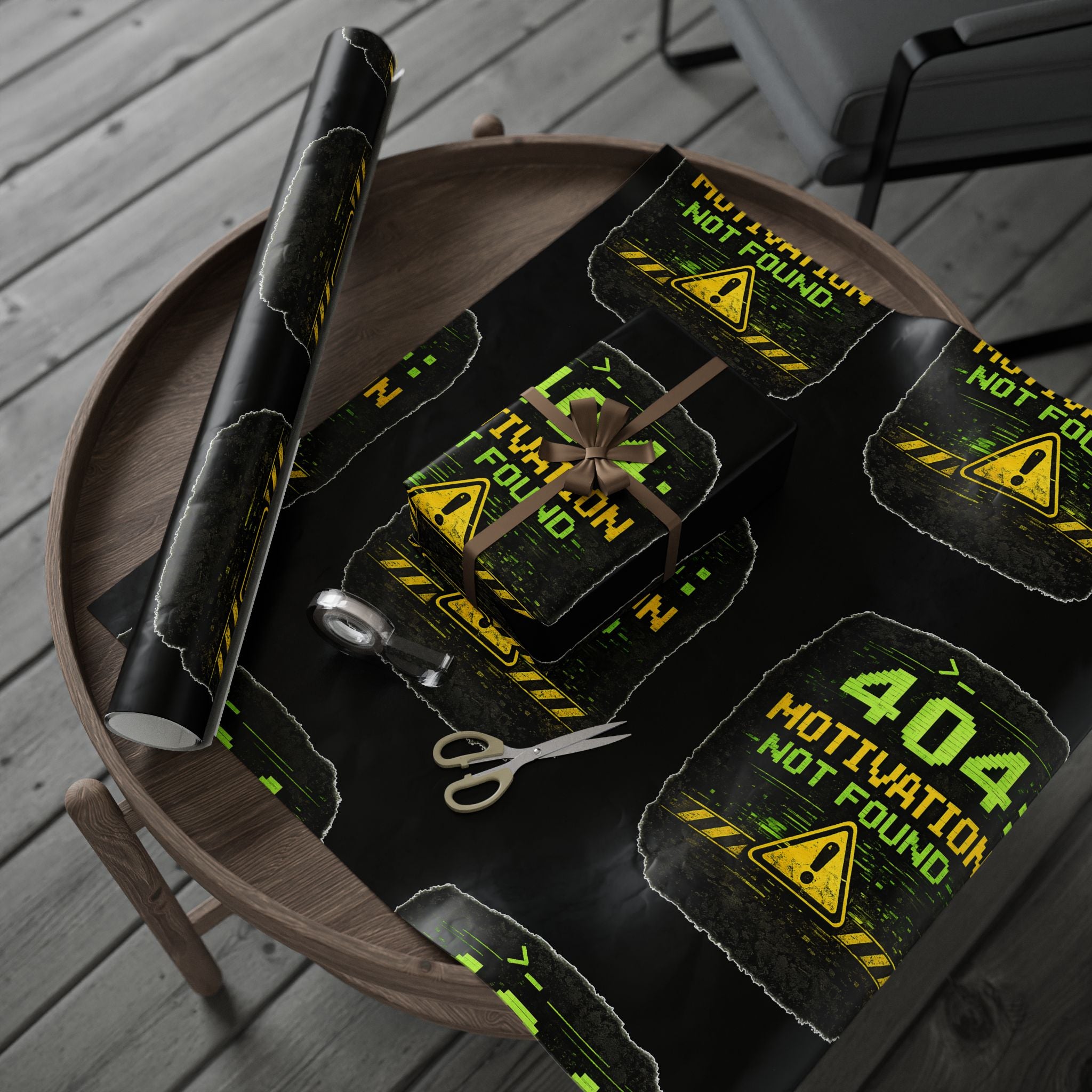 "404 Motivation Not Found" IT Tech Humor Error Pattern Gift Wrap Funny IT Wrapping Paper
