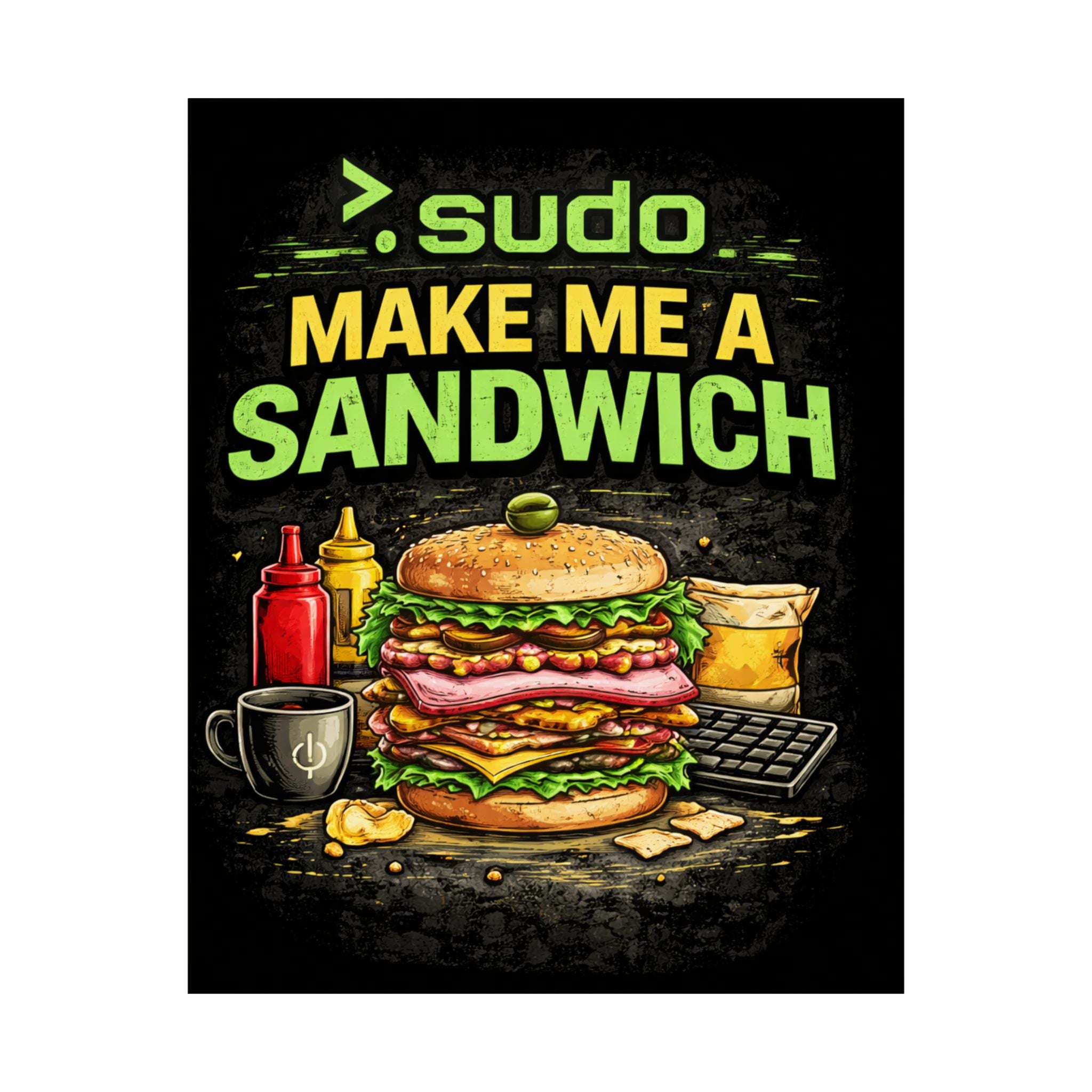 ">.Sudo Make Me A Sandwich" Geek Tech Humor Funny IT Matte Vertical Posters